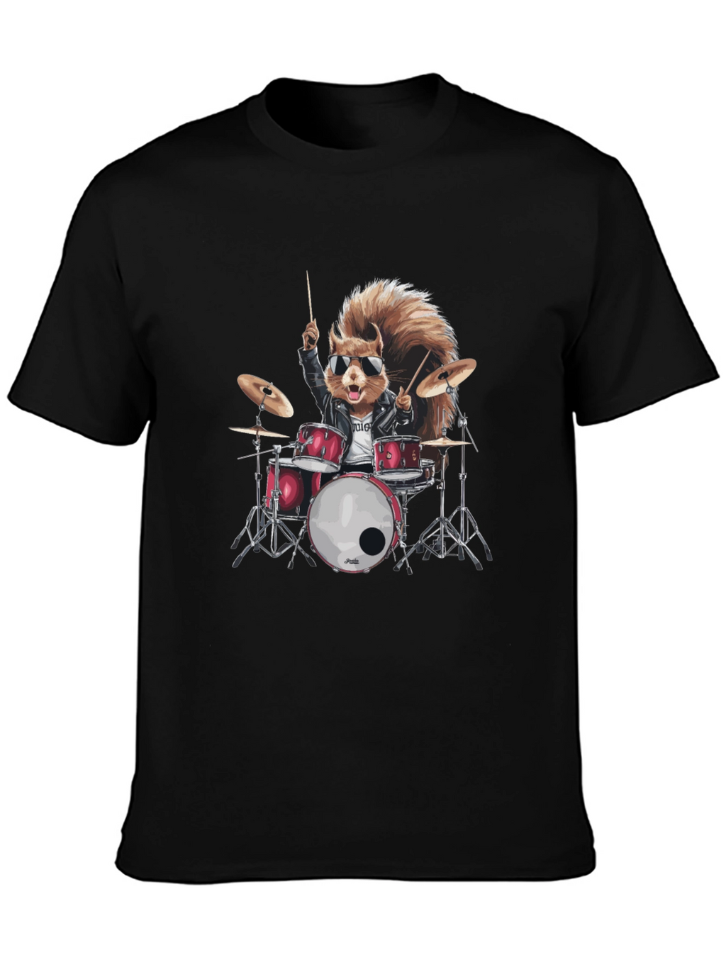 Squirrel Drummer Black T-Shirt