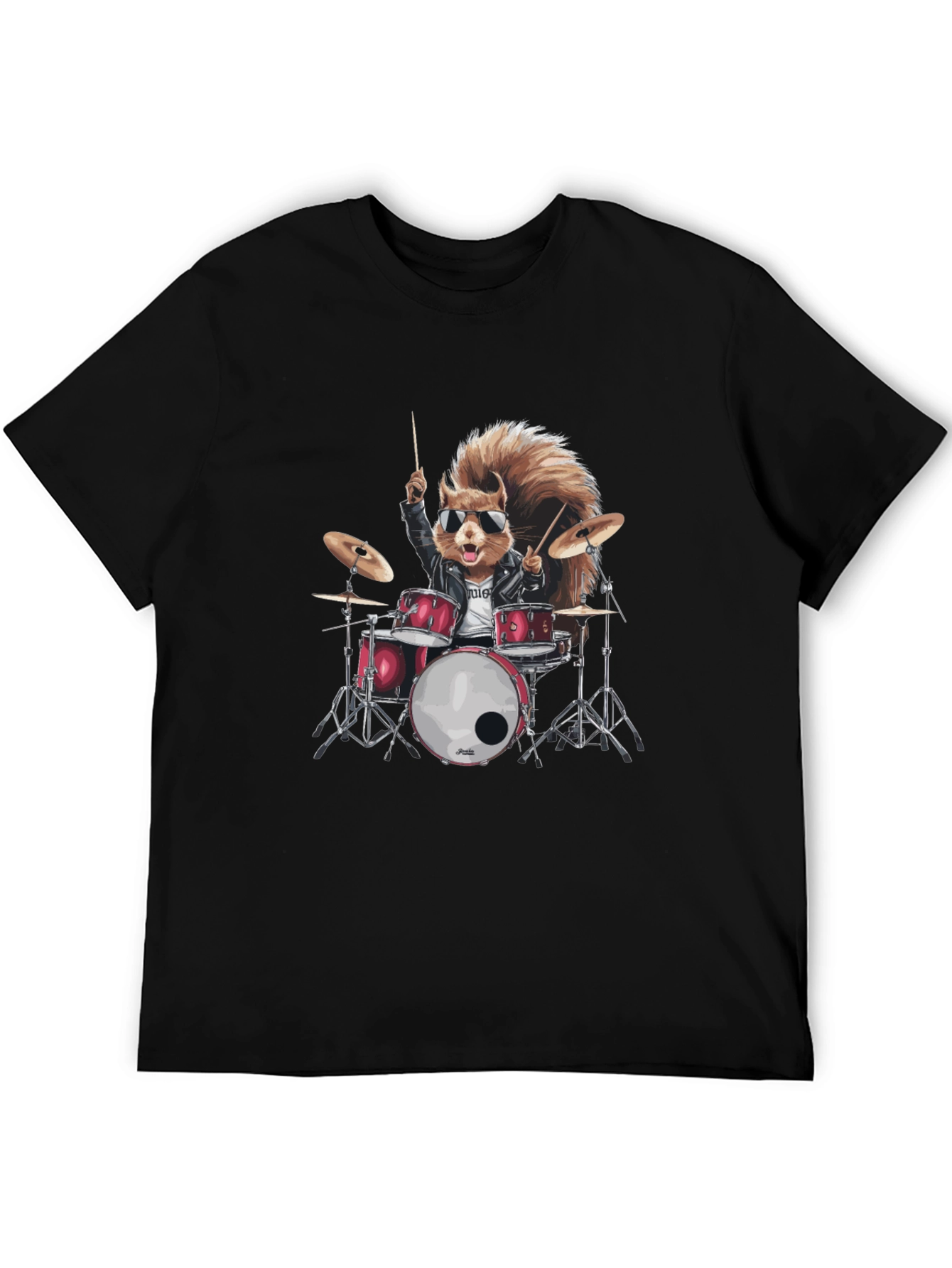 Squirrel Drummer Black T-Shirt