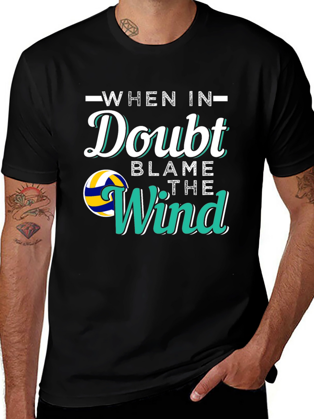 Volleyball When In Doubt Blame the Wind Graphic T-Shirt