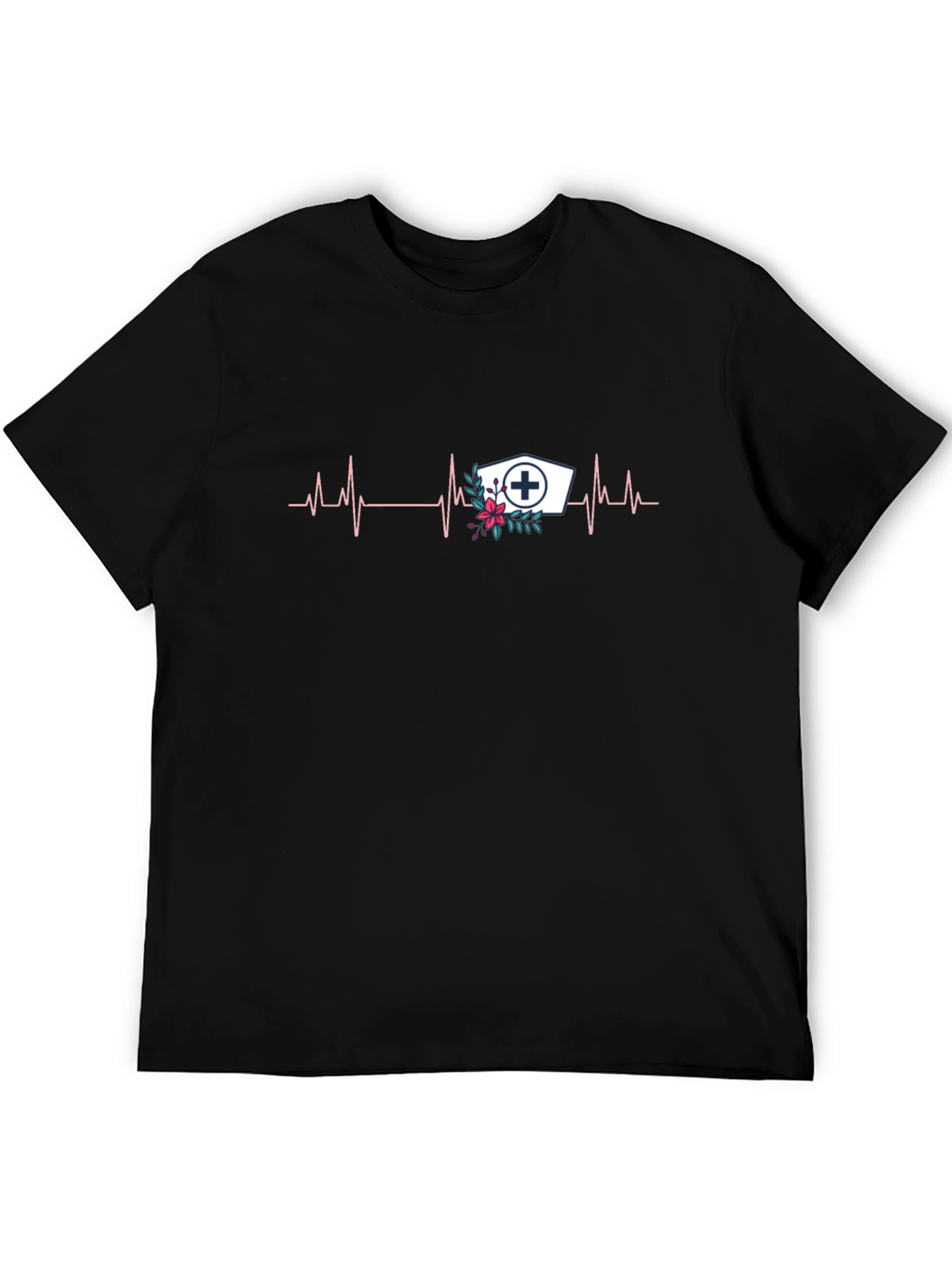 Nurse Heartbeat Graphic Tee - Black