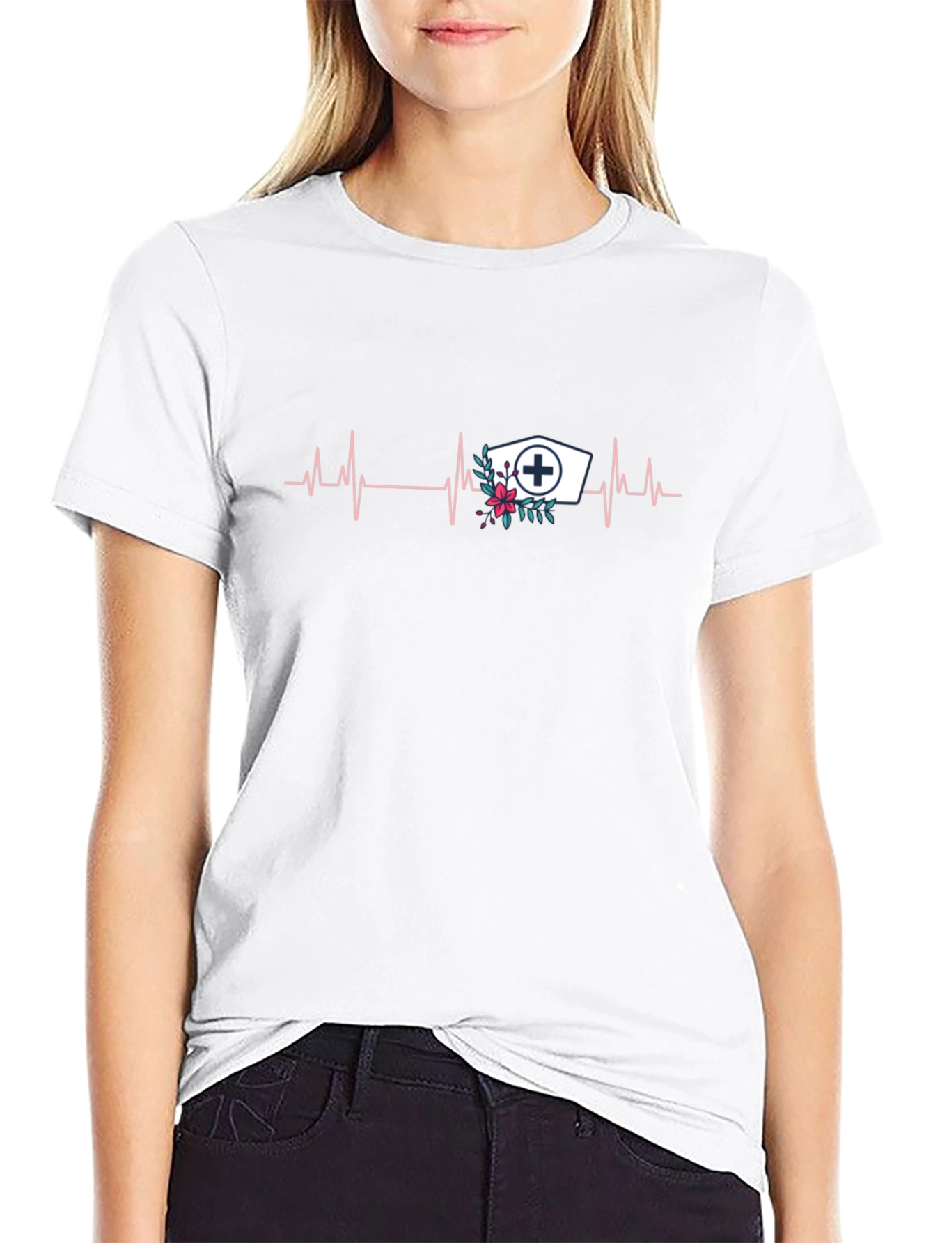 Nurse Heartbeat Graphic Tee - Black
