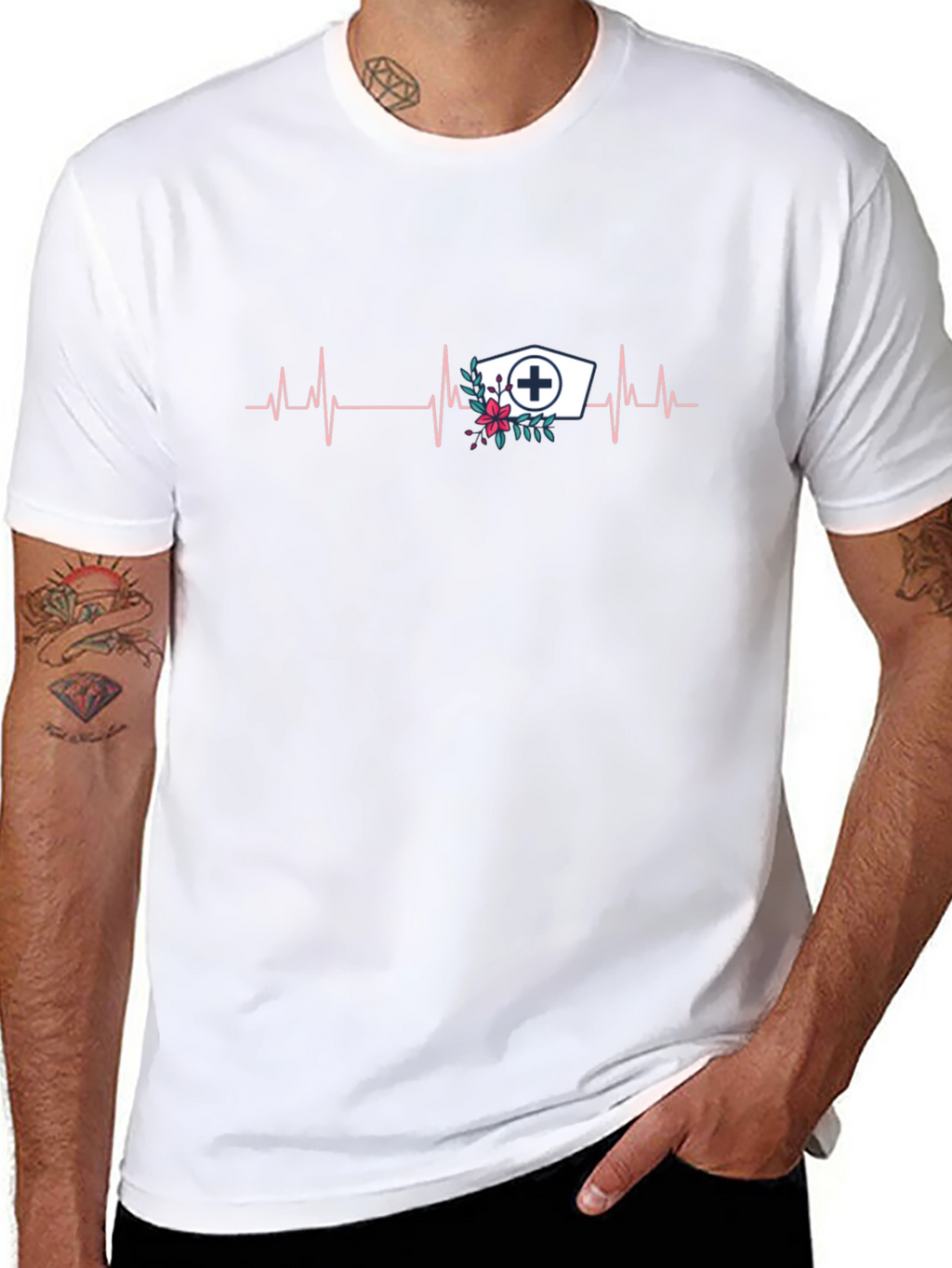 Nurse Heartbeat Graphic Tee - Black