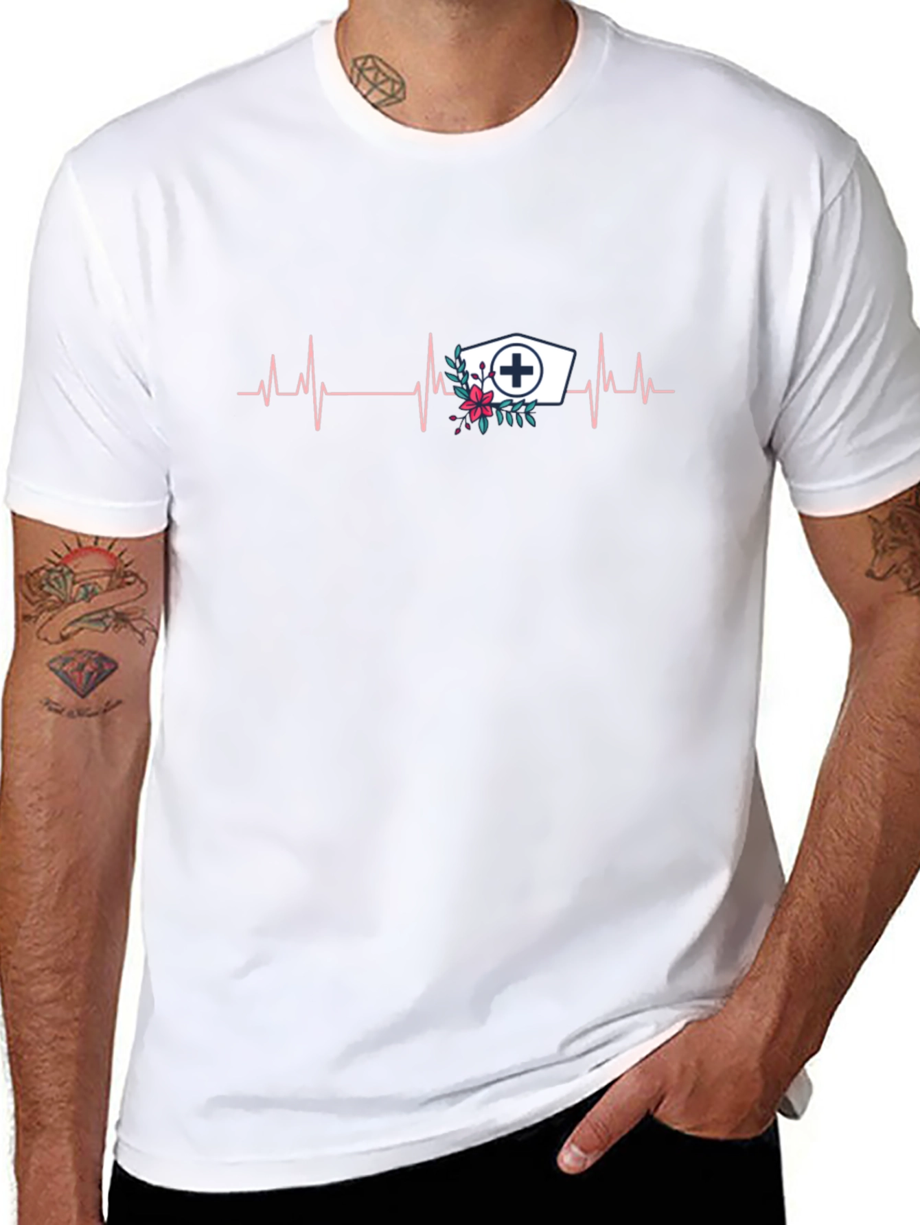 Nurse Heartbeat Graphic Tee - Black