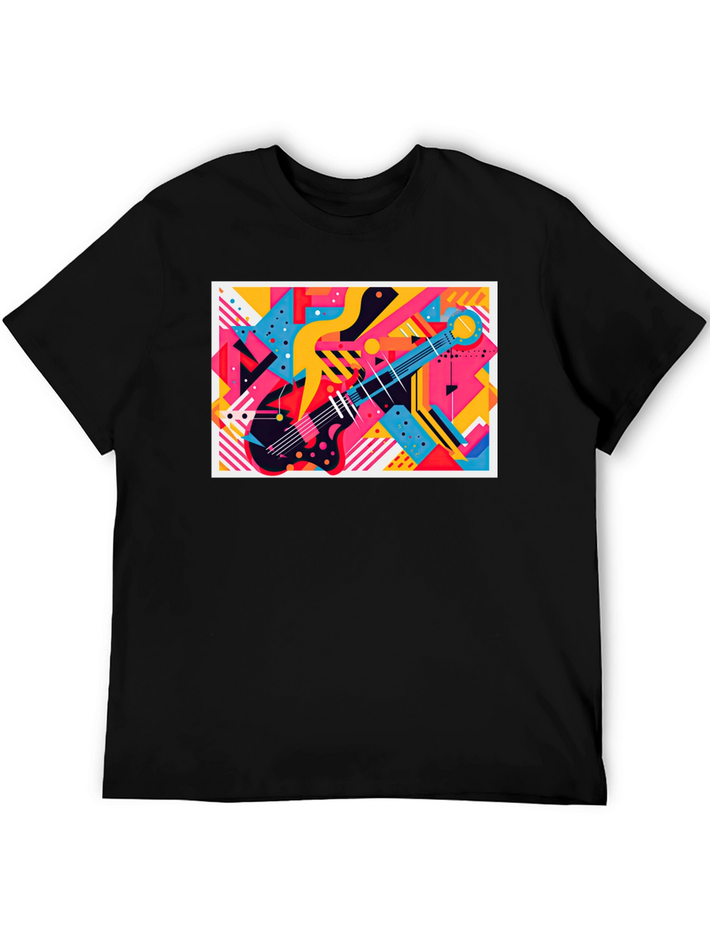 Abstract Guitar Graphic Tee - Trendy Music Lover T-Shirt