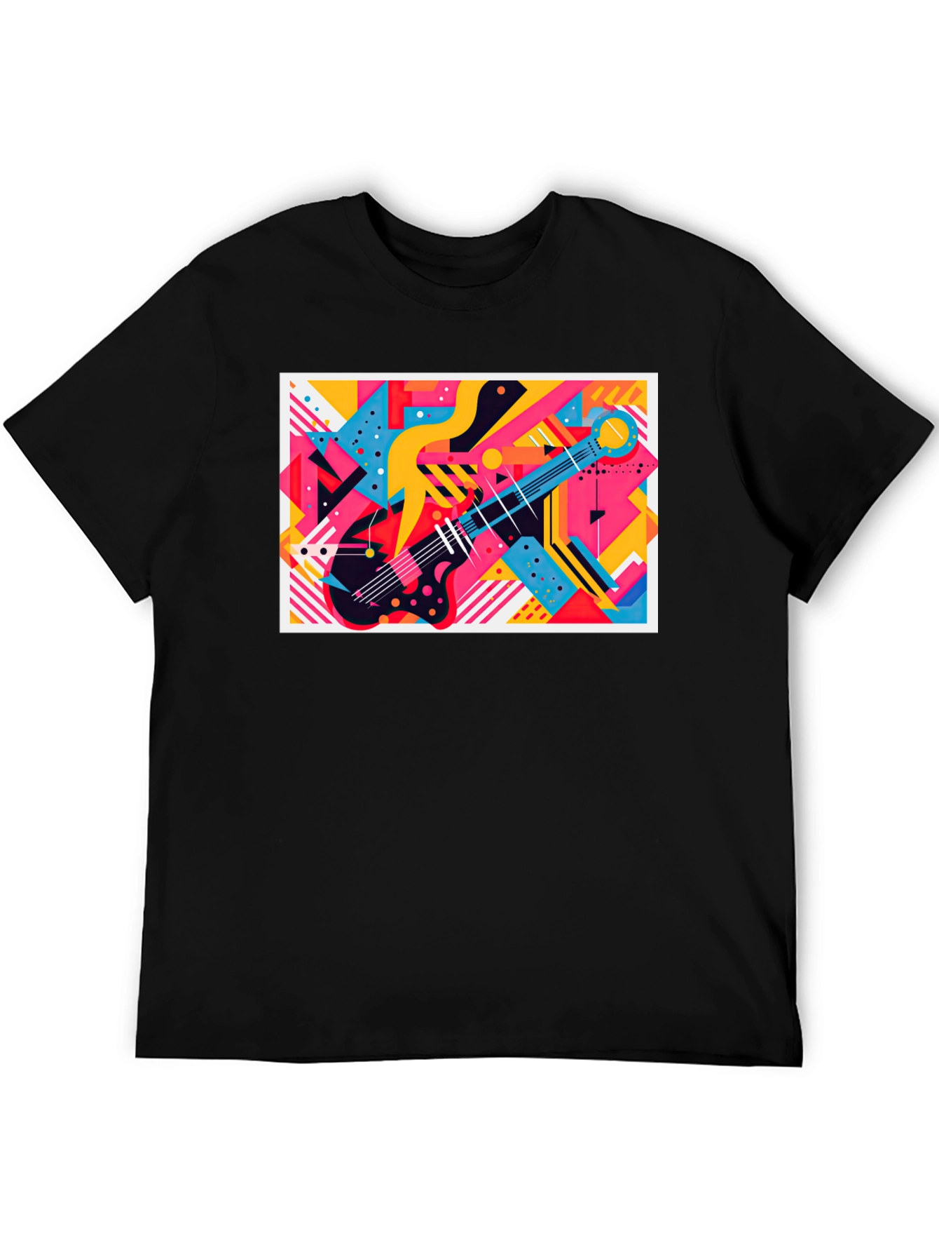 Abstract Guitar Graphic Tee - Trendy Music Lover T-Shirt