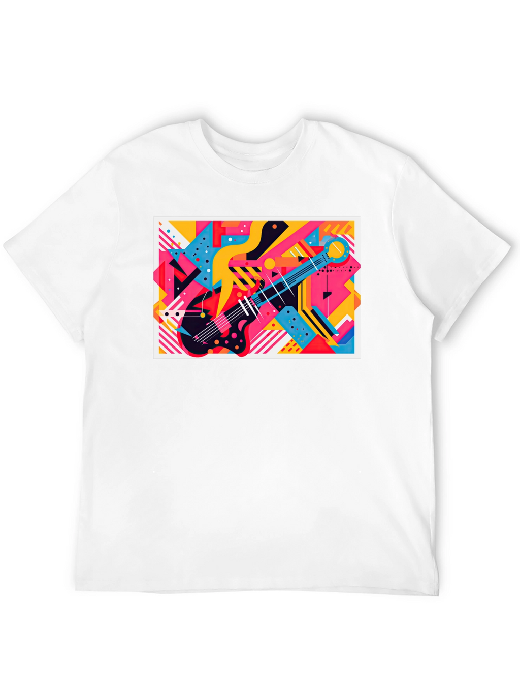 Abstract Guitar Graphic Tee - Trendy Music Lover T-Shirt