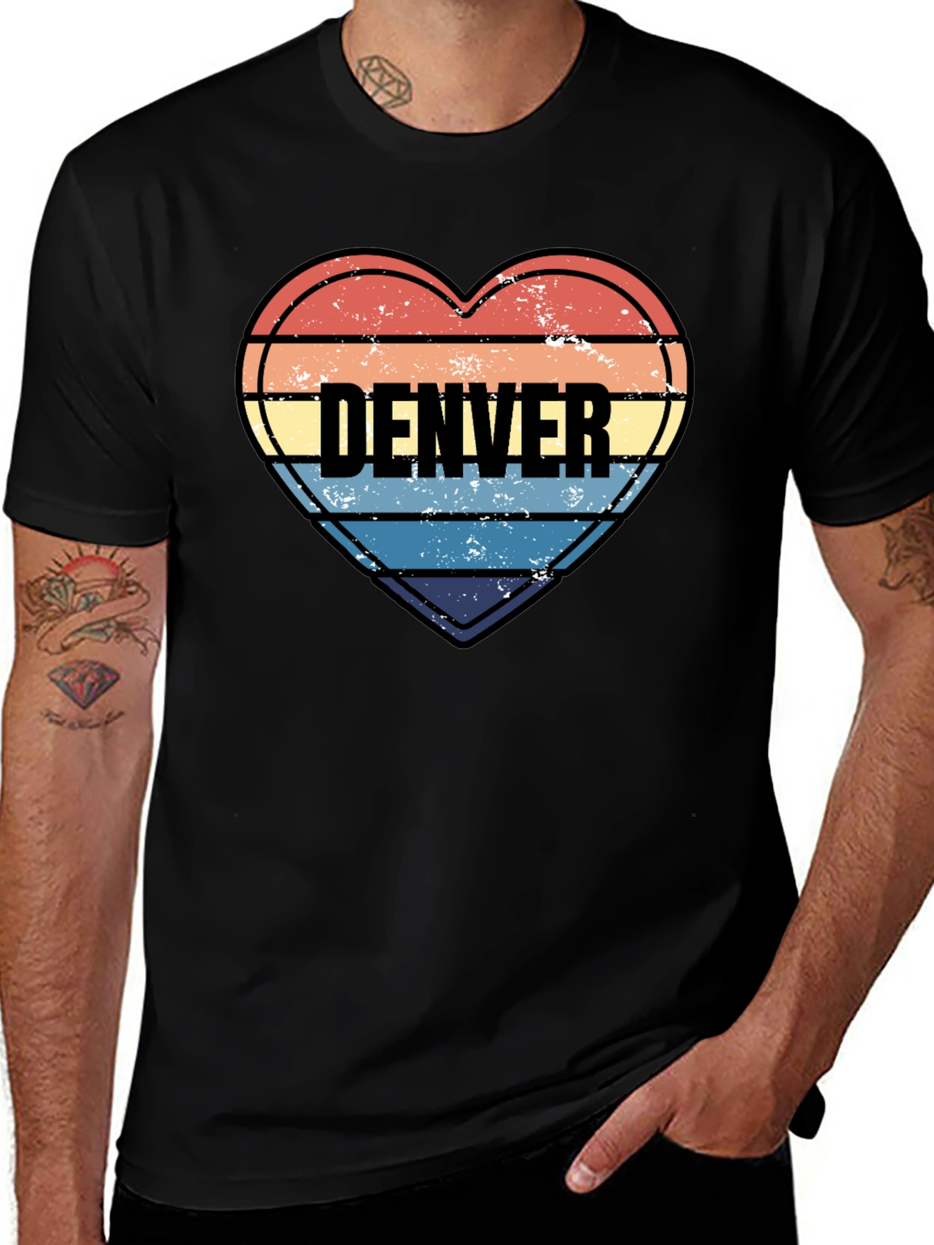 Denver Heart Striped Graphic T-Shirt