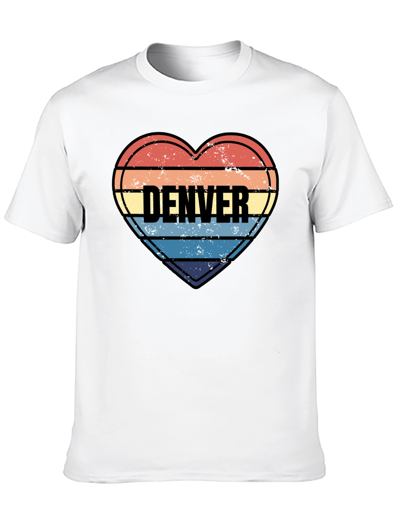Denver Heart Striped Graphic T-Shirt
