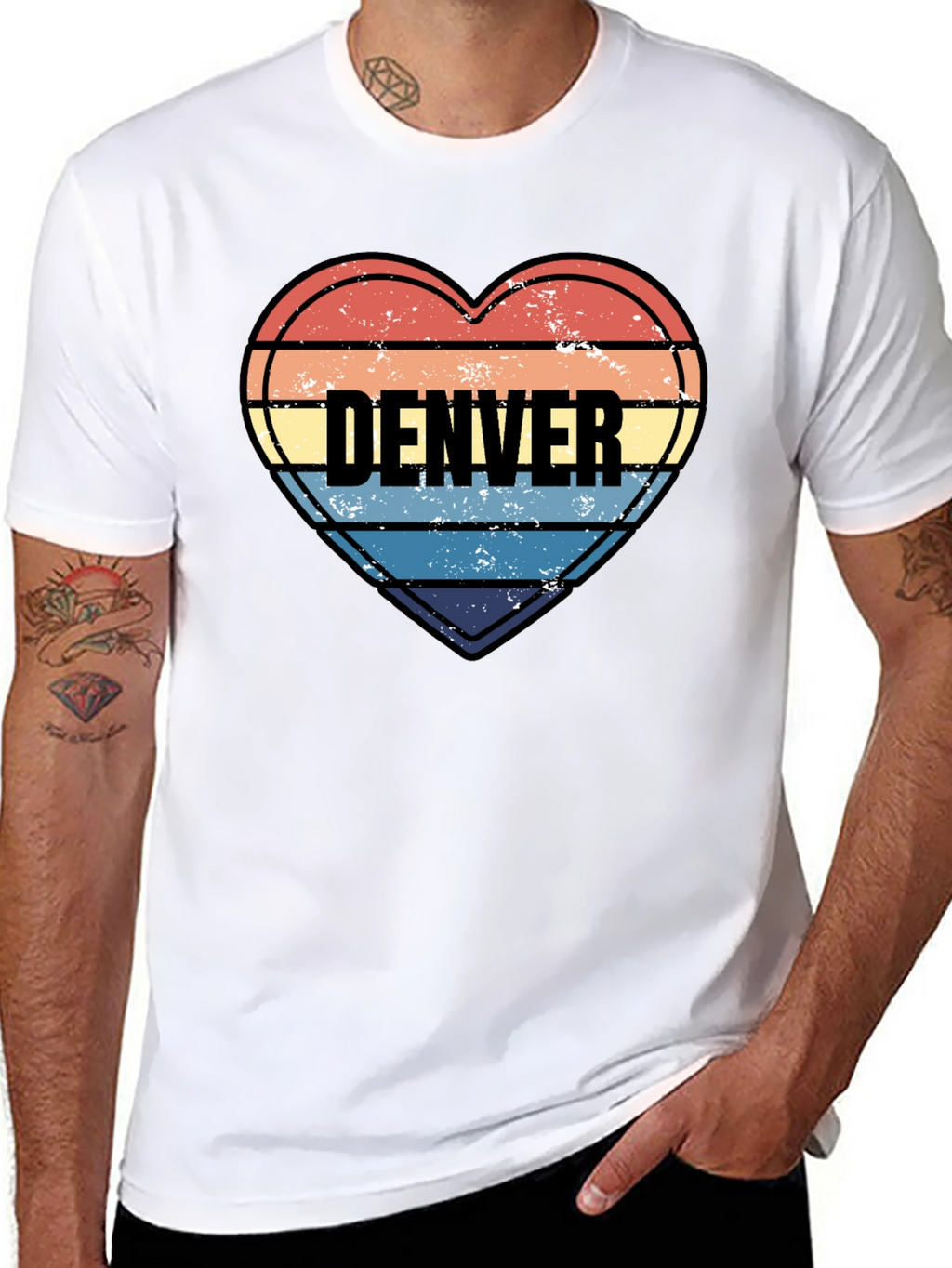 Denver Heart Striped Graphic T-Shirt