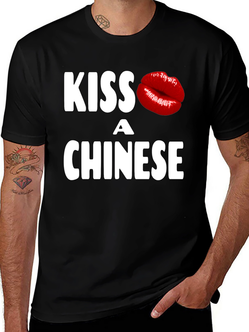 Kiss a Chinese T-Shirt - Novelty Graphic Tee