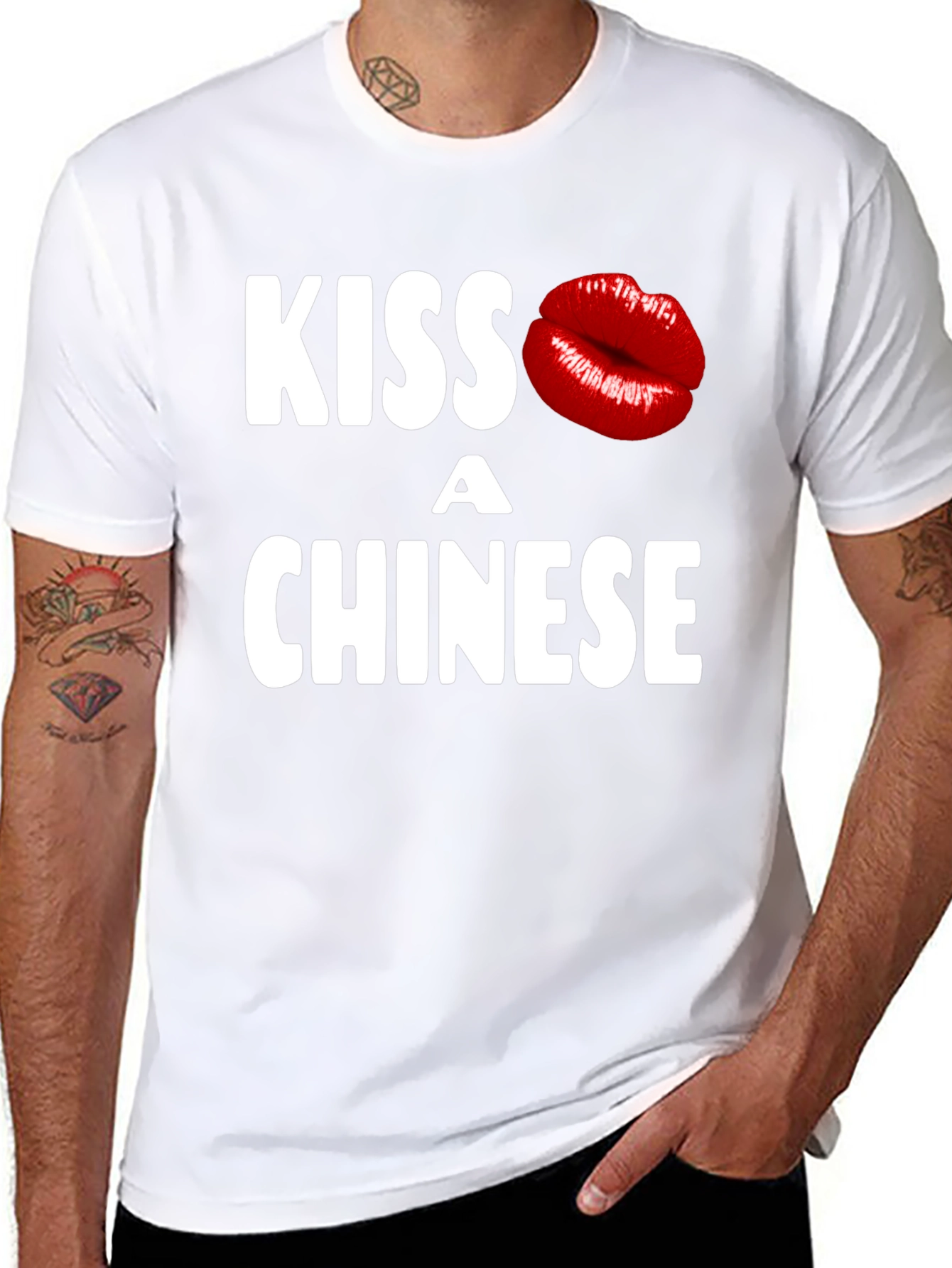 Kiss a Chinese T-Shirt - Novelty Graphic Tee
