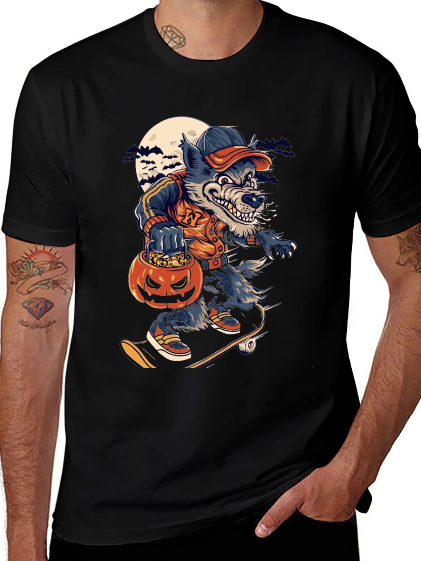 Spooky Skater Wolf T-Shirt