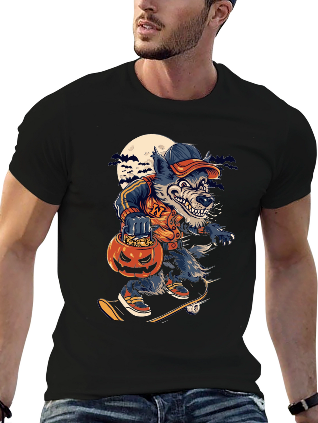 Spooky Skater Wolf T-Shirt