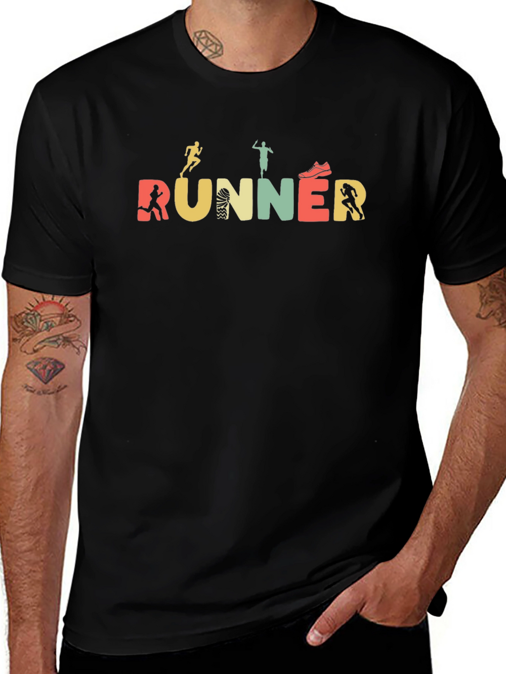 Runner Graphic Tee - Soft Black Cotton Blend