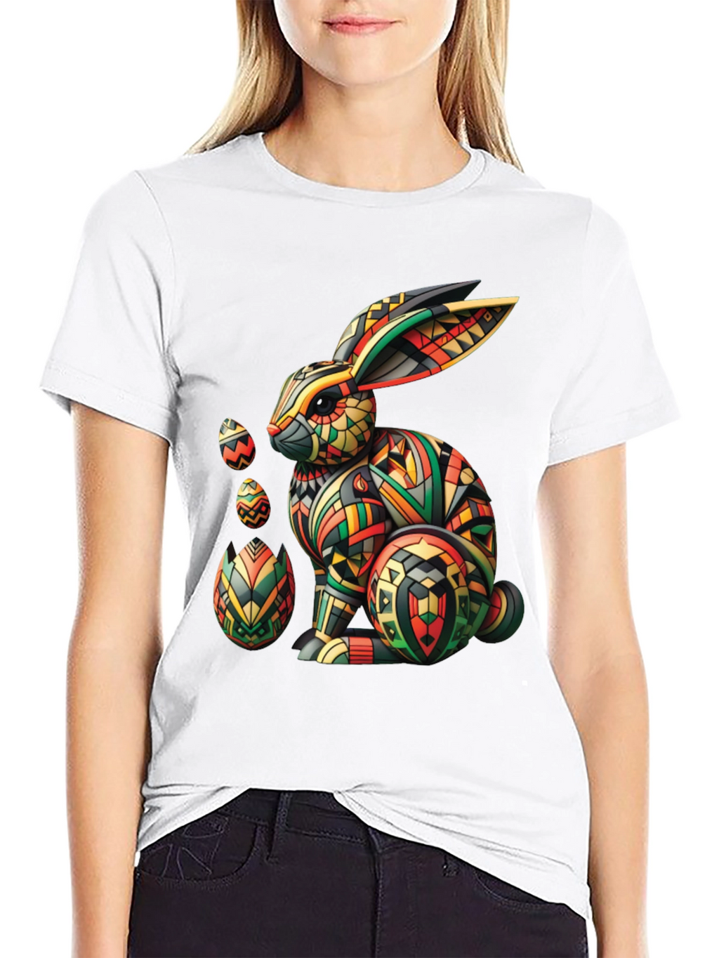 Geometric Easter Bunny Graphic Tee