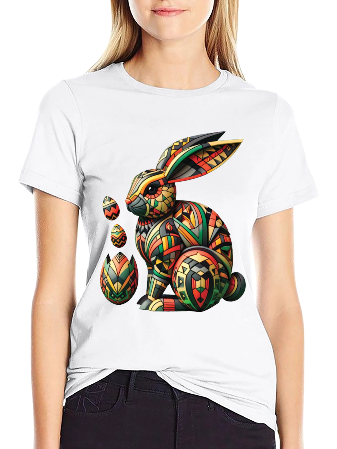 Geometric Easter Bunny Graphic Tee