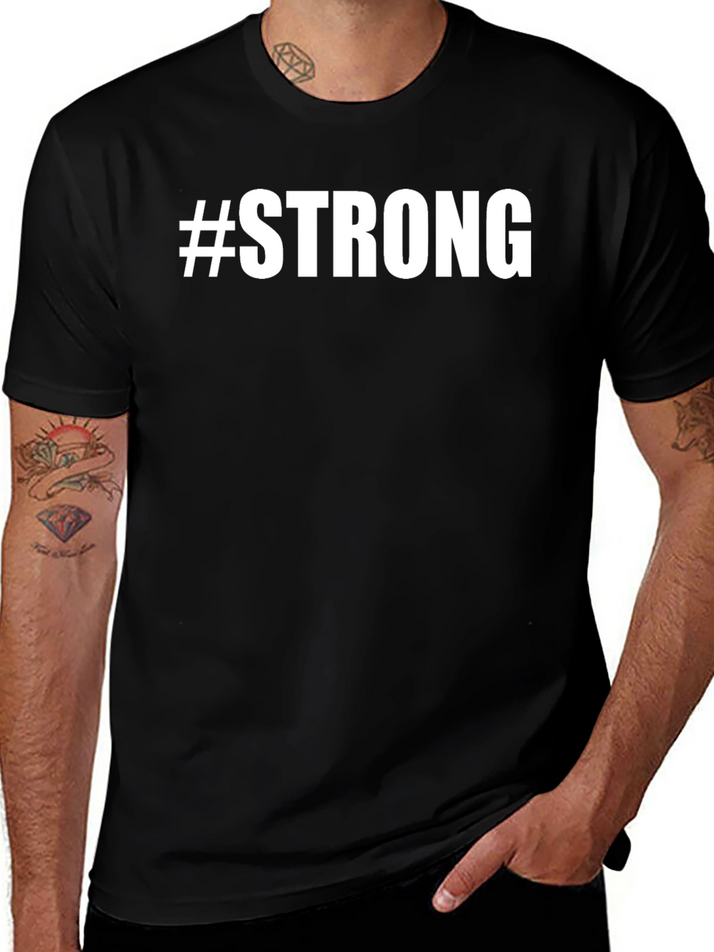 #Strong Graphic Print Crew Neck T-Shirt