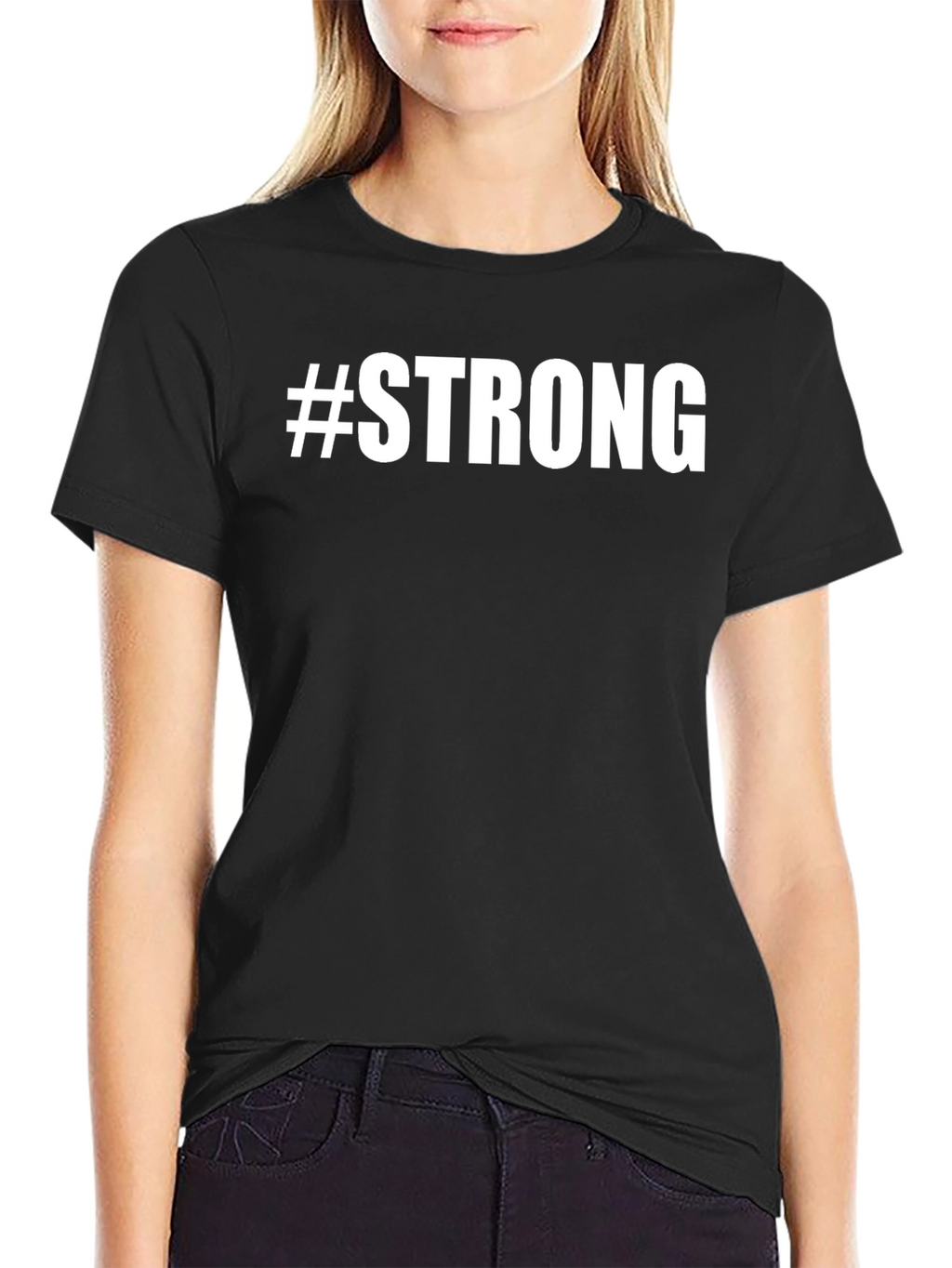 #Strong Graphic Print Crew Neck T-Shirt