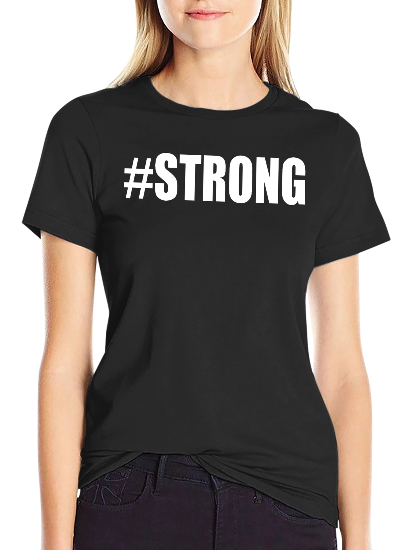 #Strong Graphic Print Crew Neck T-Shirt