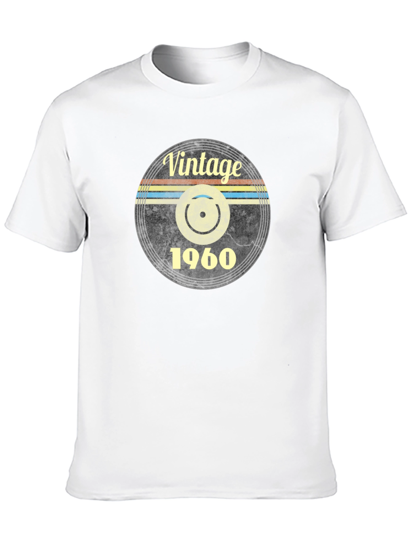Vintage 1960 Record Design Black T-Shirt
