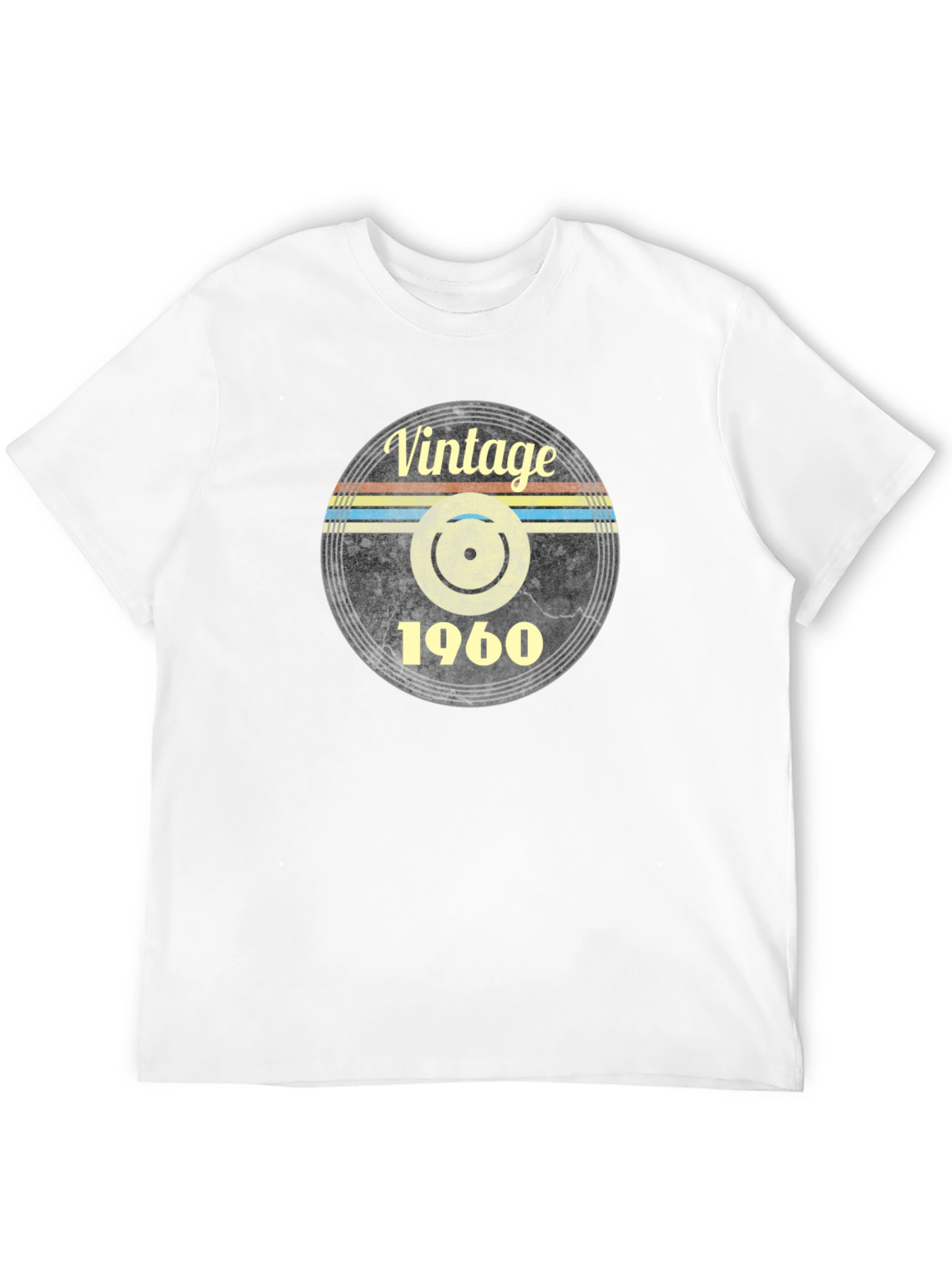 Vintage 1960 Record Design Black T-Shirt