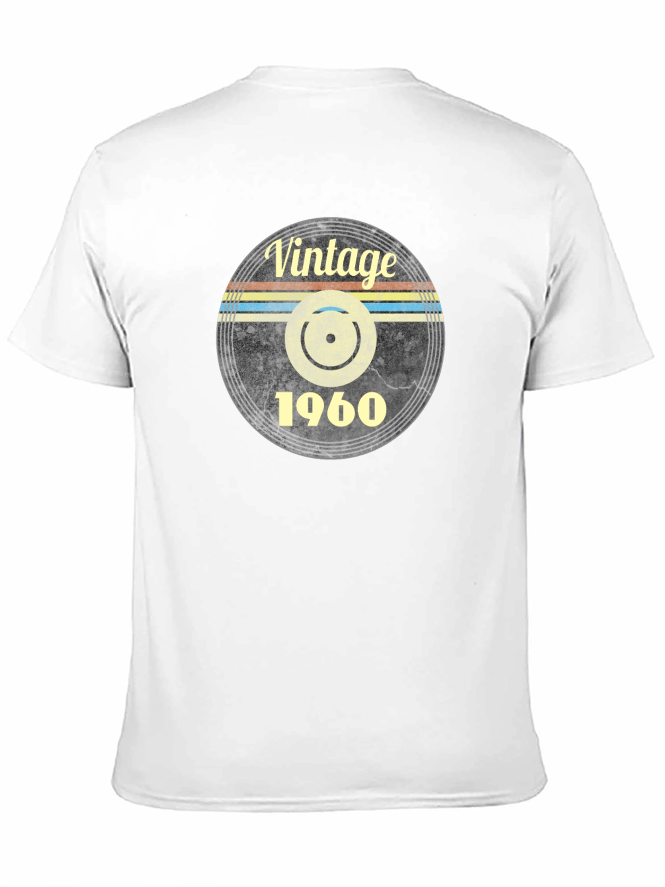 Vintage 1960 Record Design Black T-Shirt