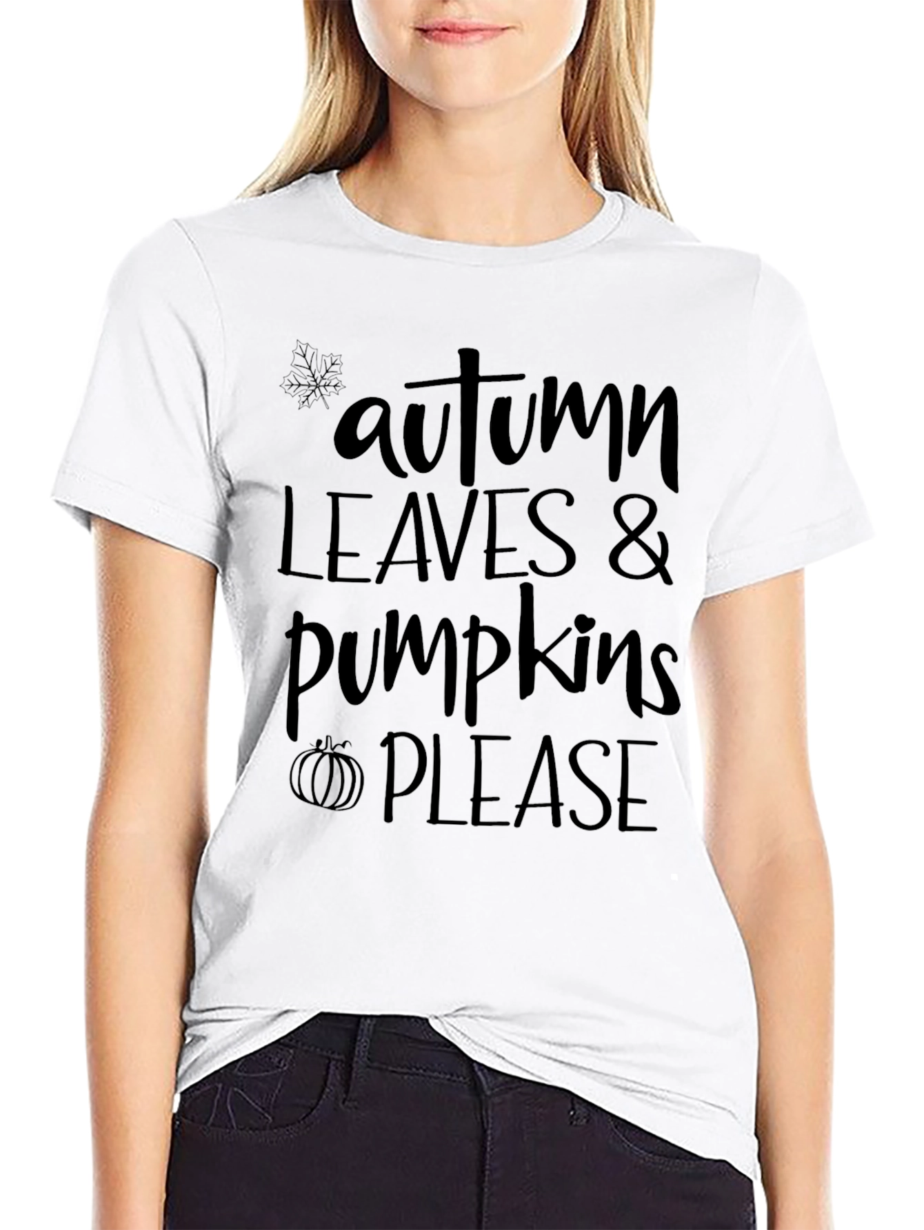 Autumn Leaves & Pumpkins Please Graphic Tee