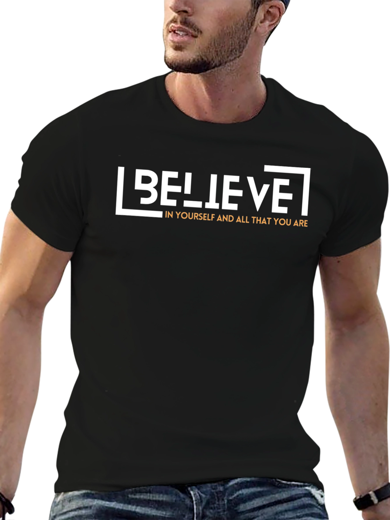 Believe Graphic Print Black T-Shirt