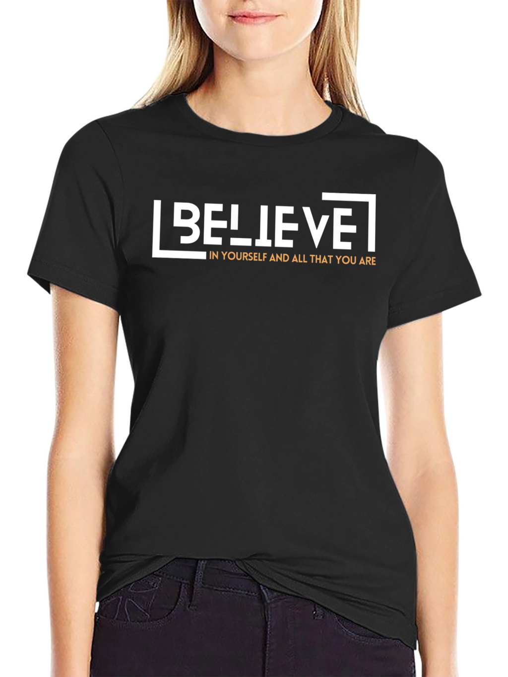 Believe Graphic Print Black T-Shirt