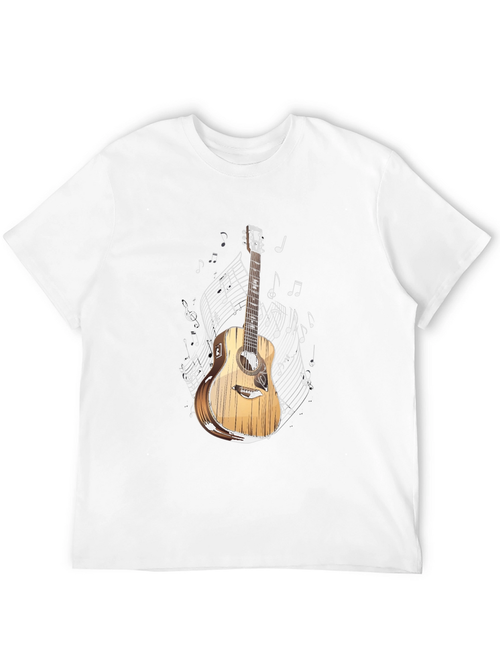 Guitar and Music Notes Graphic T-Shirt