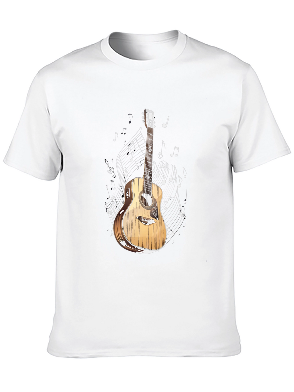 Guitar and Music Notes Graphic T-Shirt