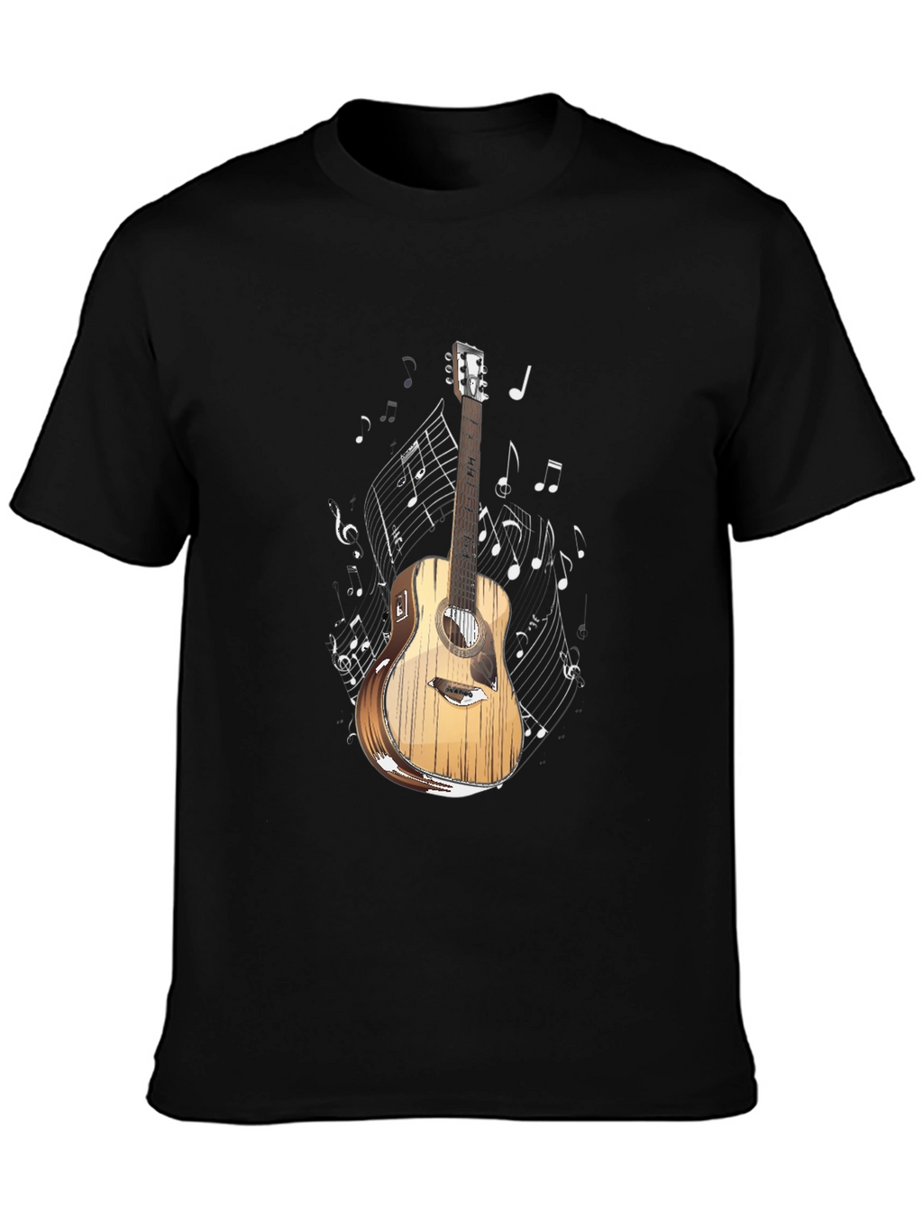Guitar and Music Notes Graphic T-Shirt