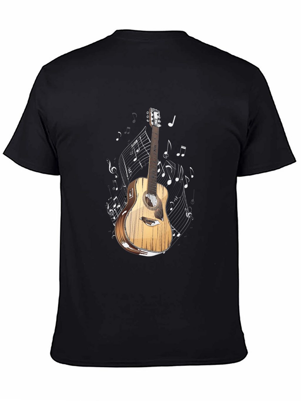 Guitar and Music Notes Graphic T-Shirt