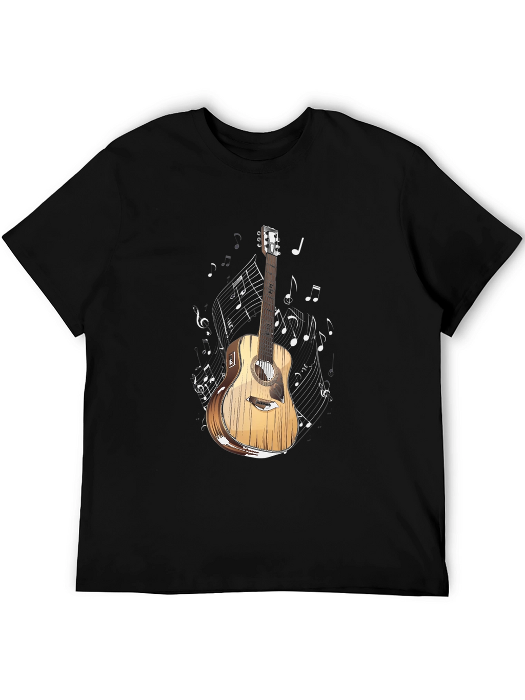 Guitar and Music Notes Graphic T-Shirt