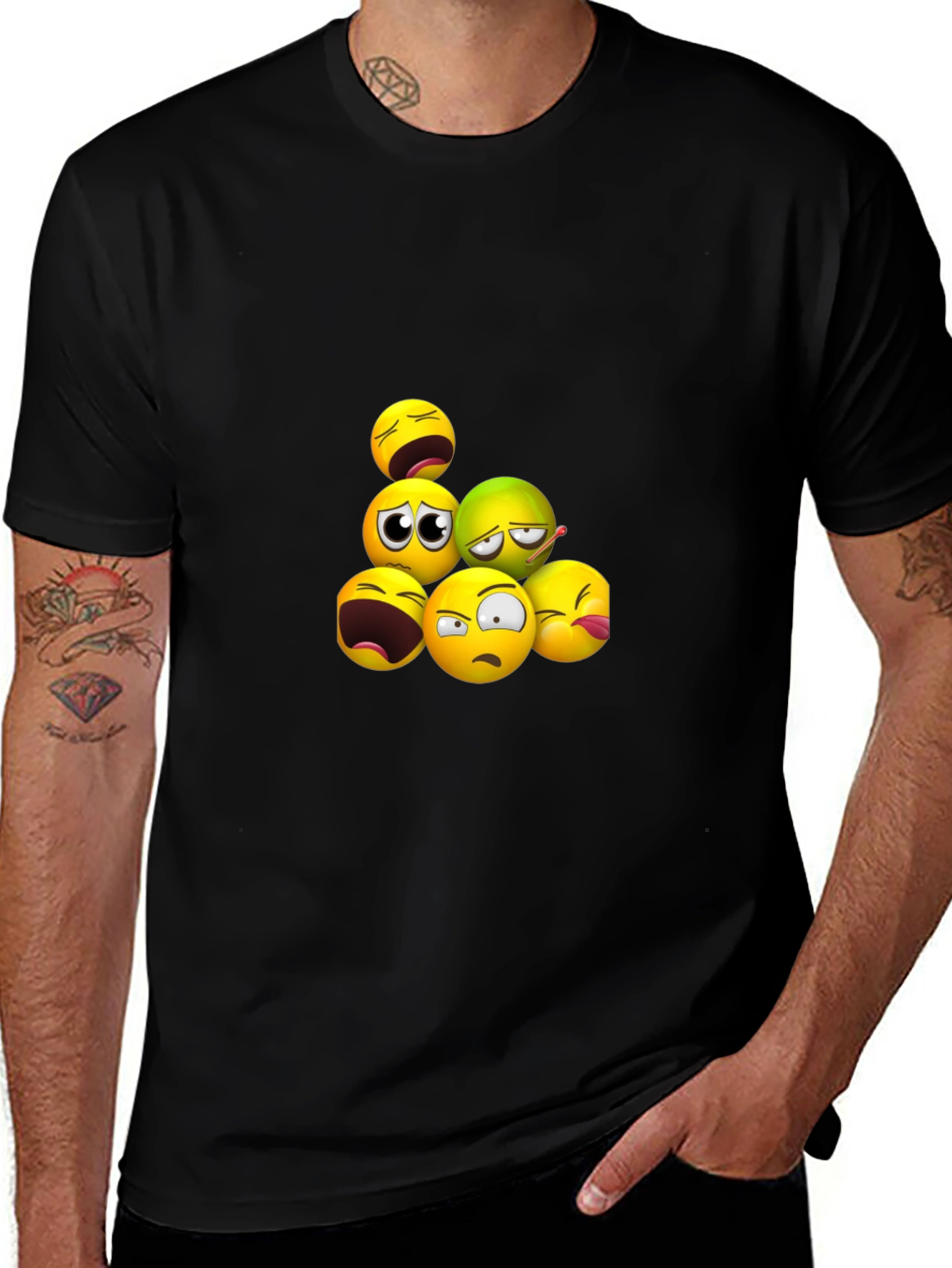Emoji Pile Black T-Shirt