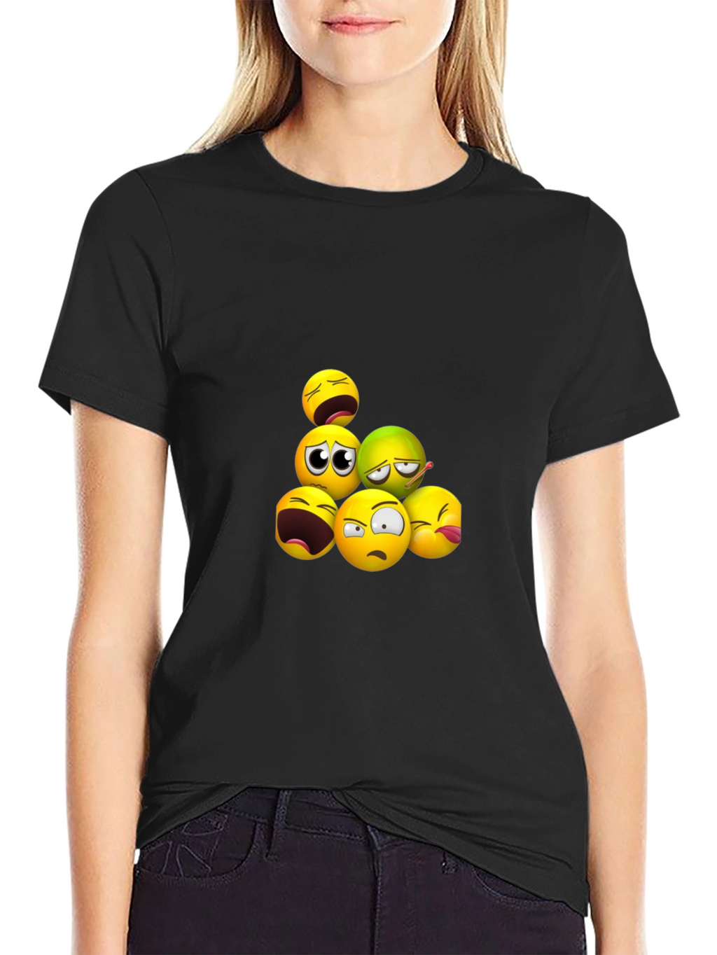 Emoji Pile Black T-Shirt
