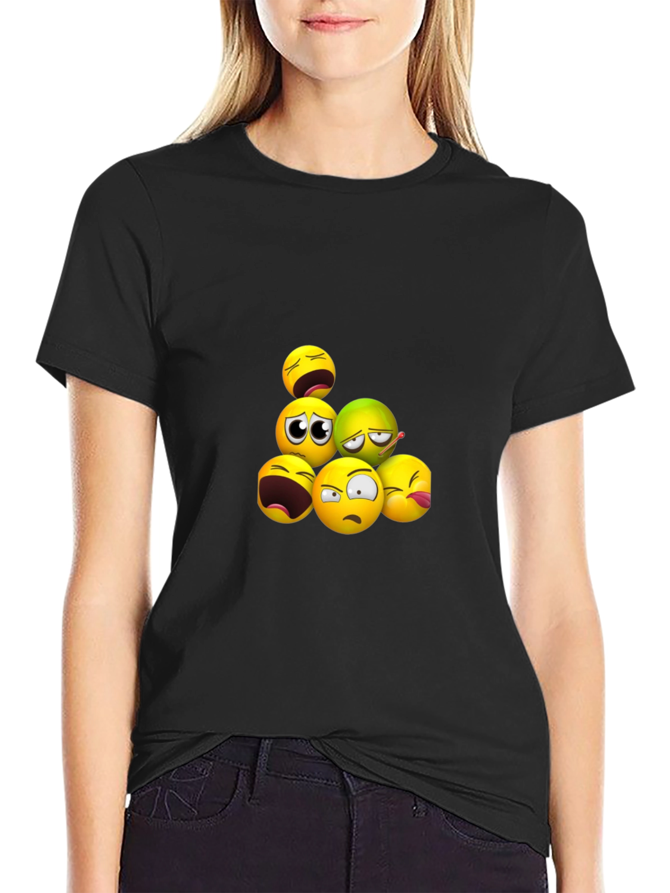 Emoji Pile Black T-Shirt