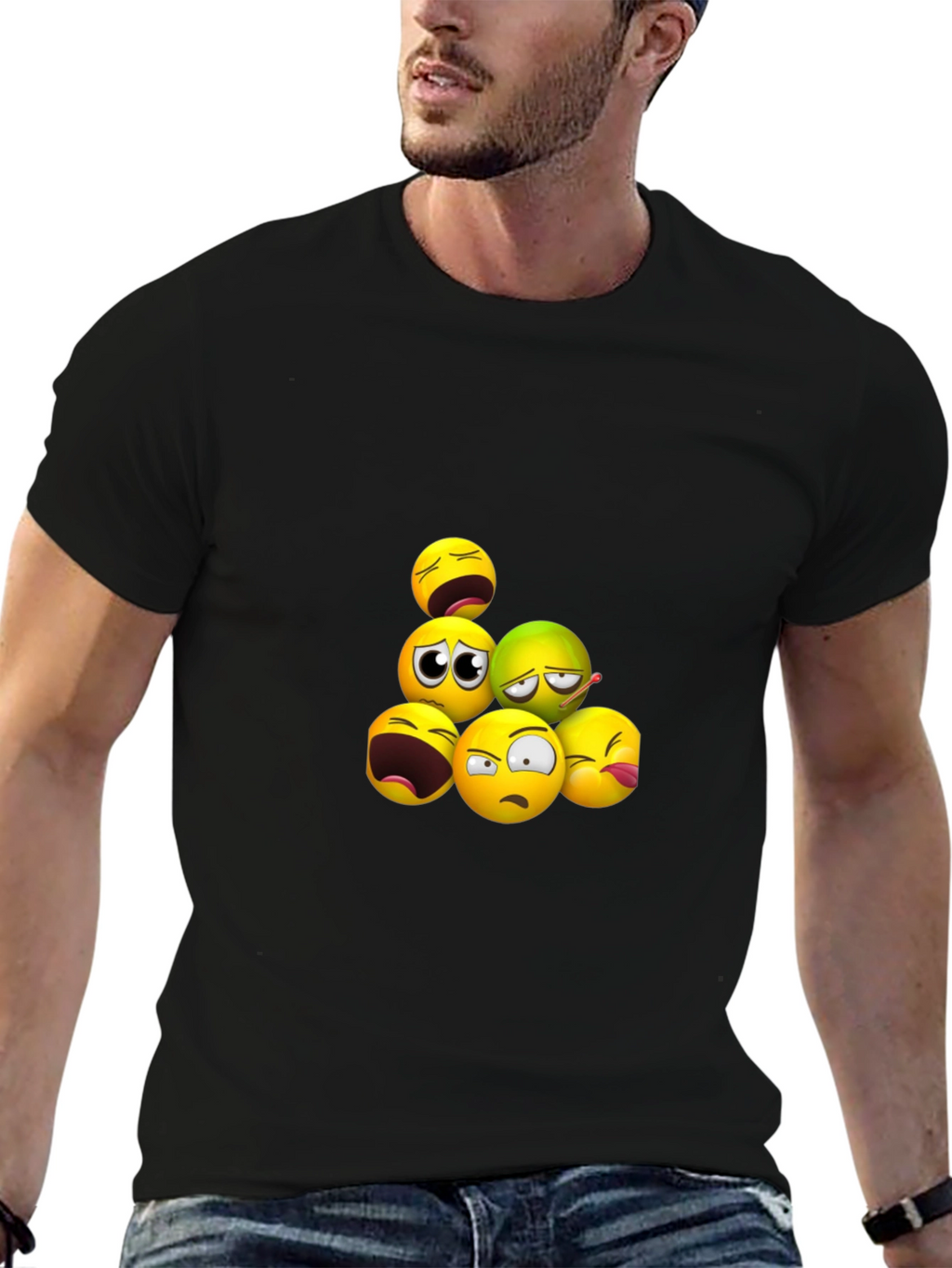 Emoji Pile Black T-Shirt