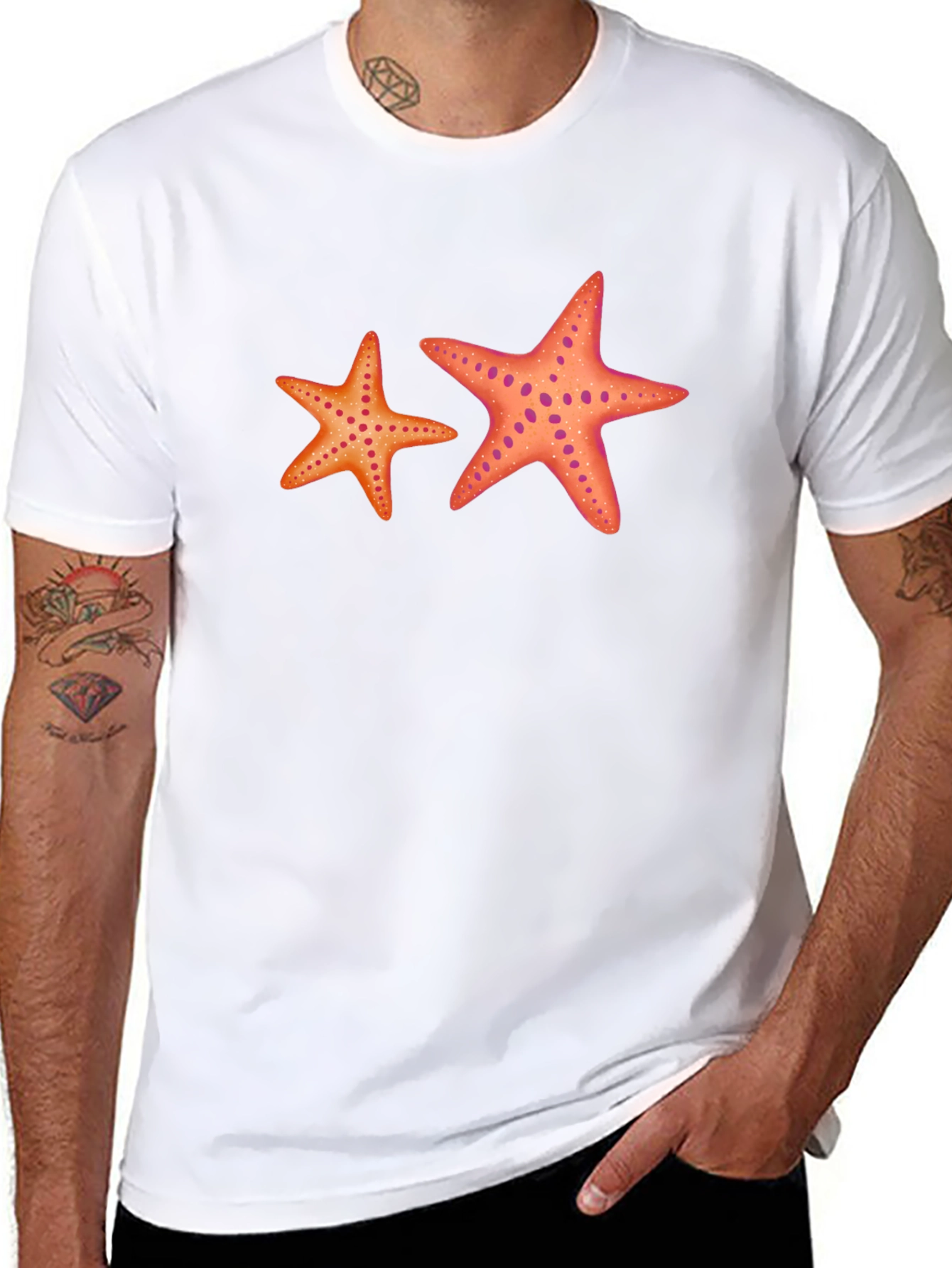 Starfish Graphic Tee - Black Cotton Casual Top