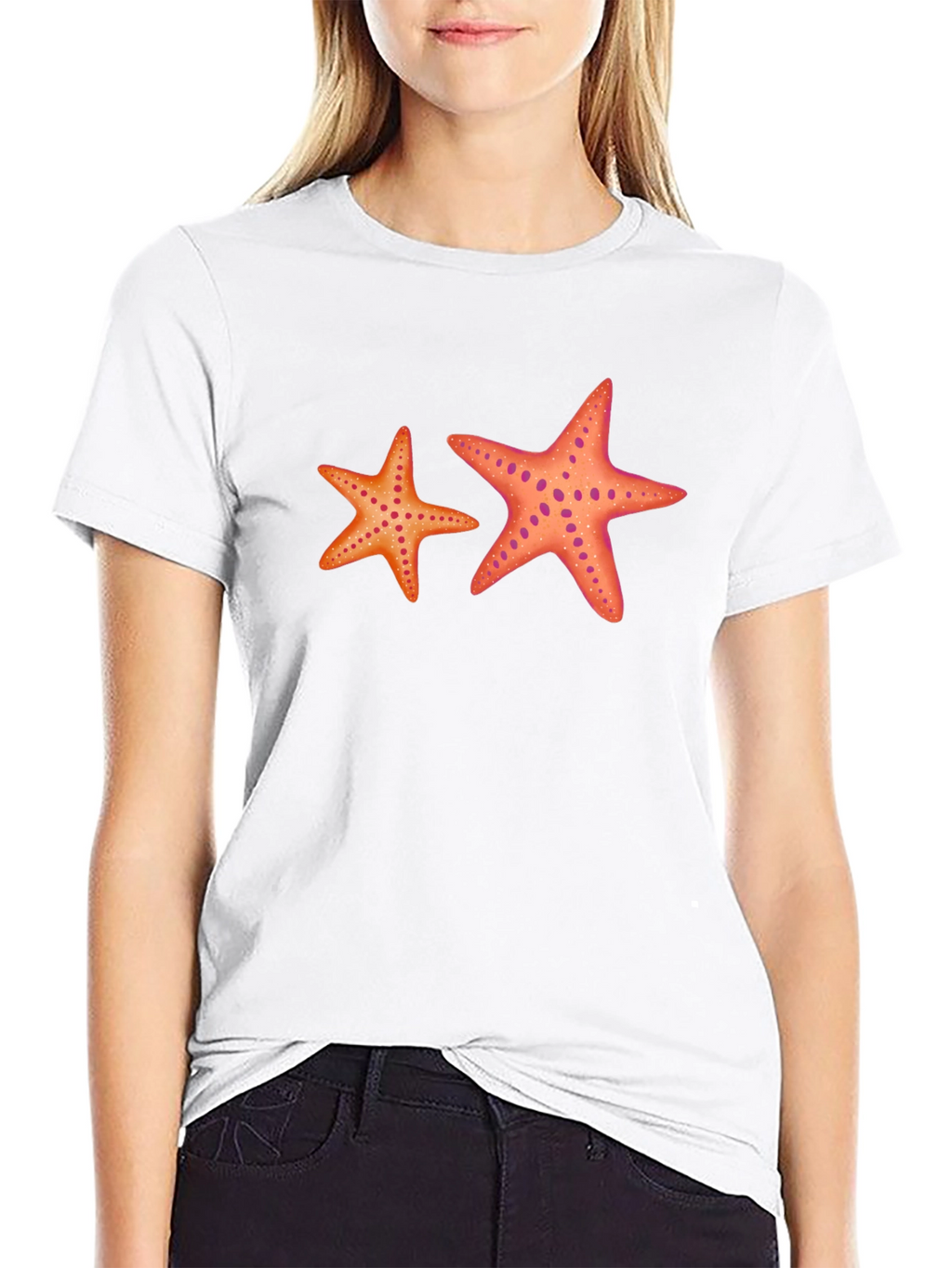 Starfish Graphic Tee - Black Cotton Casual Top