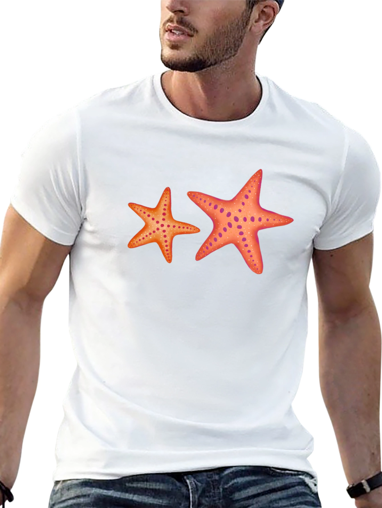 Starfish Graphic Tee - Black Cotton Casual Top