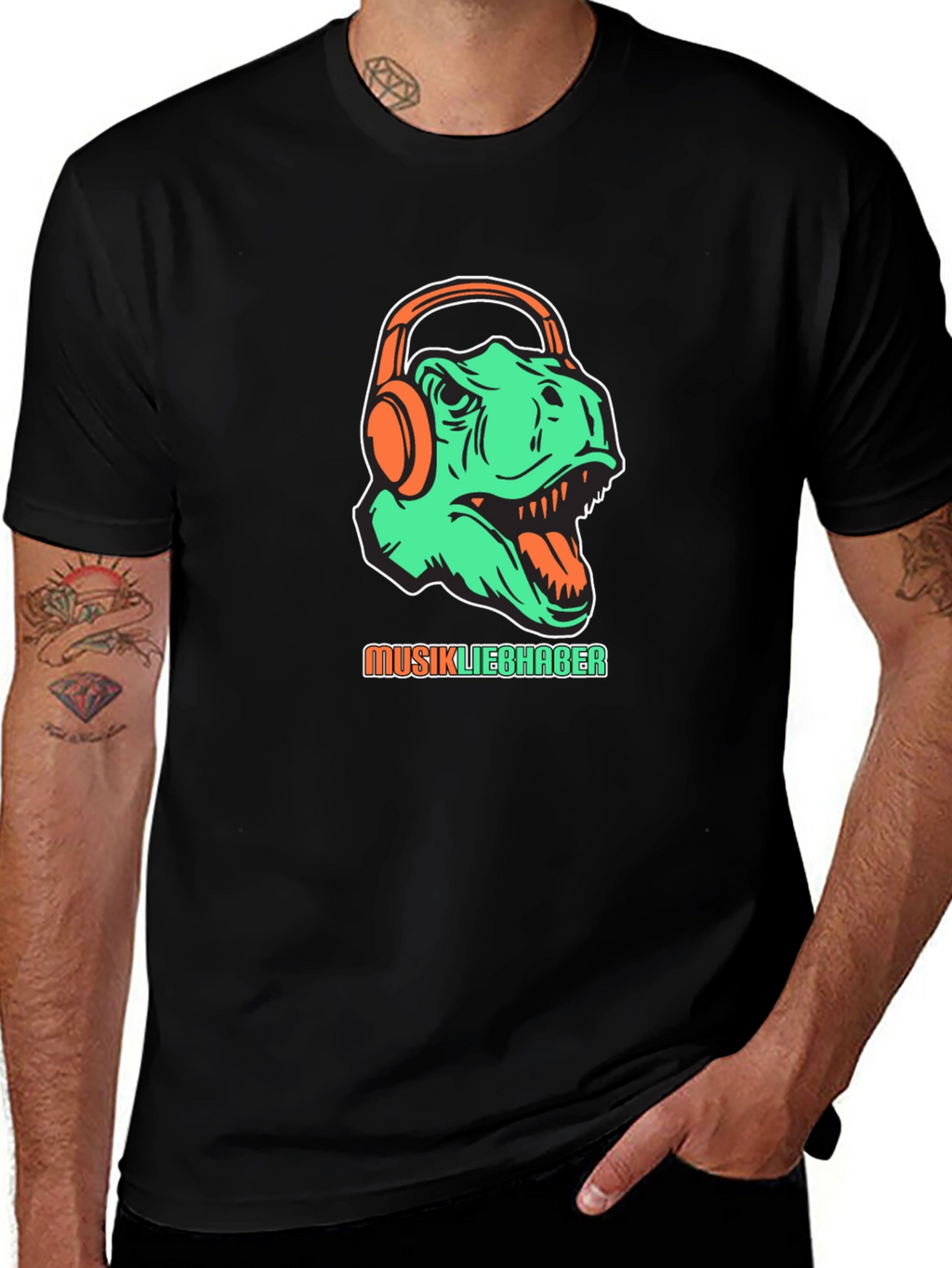 Dino Music Lover T-Shirt - Graphic Tee
