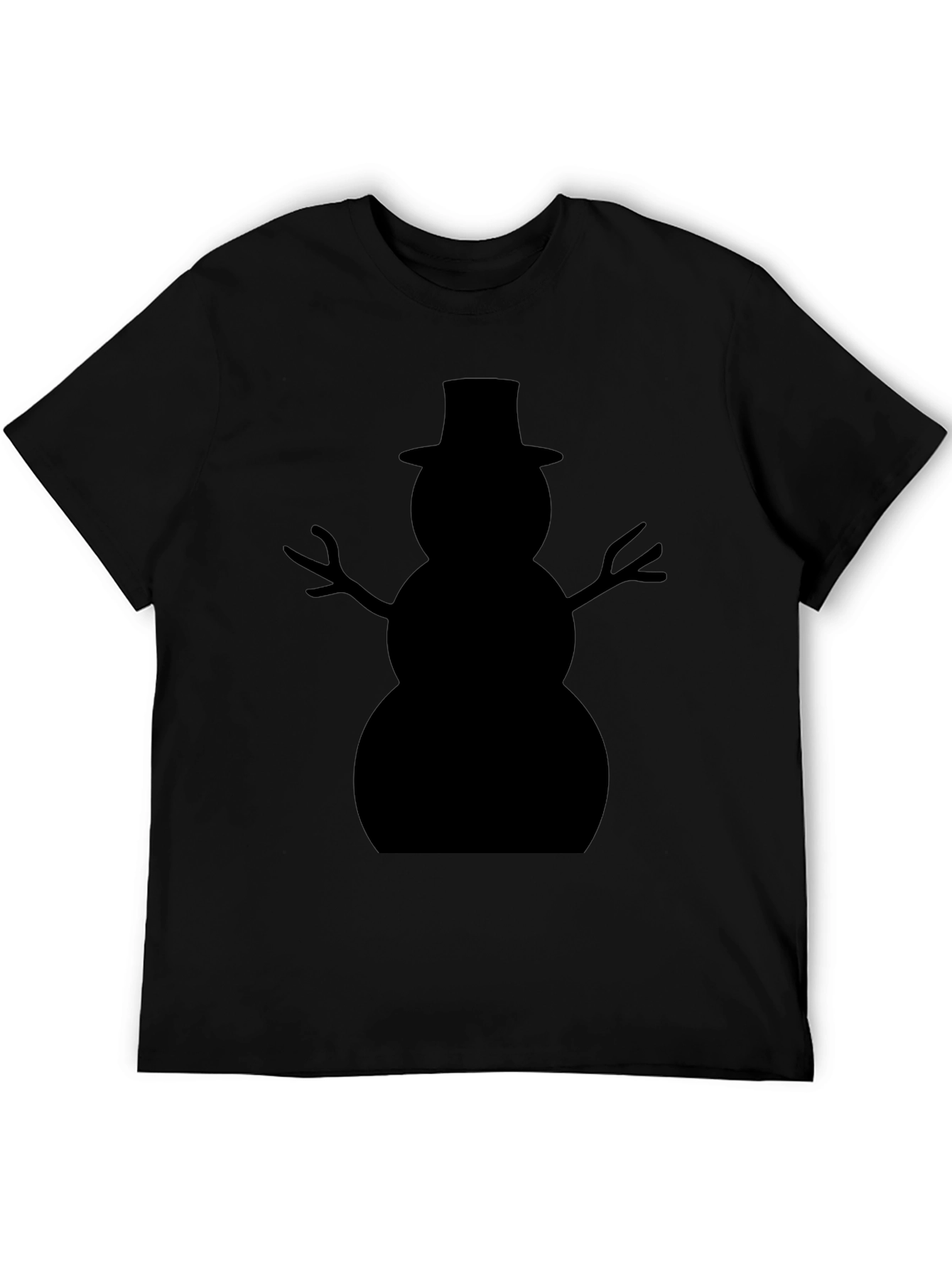 Snowman Silhouette Black T-Shirt