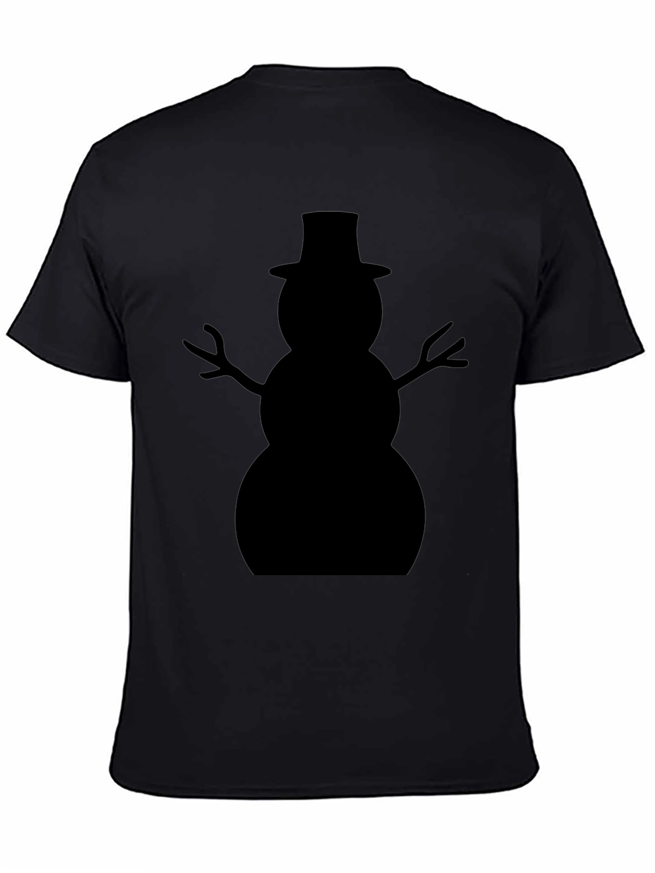 Snowman Silhouette Black T-Shirt