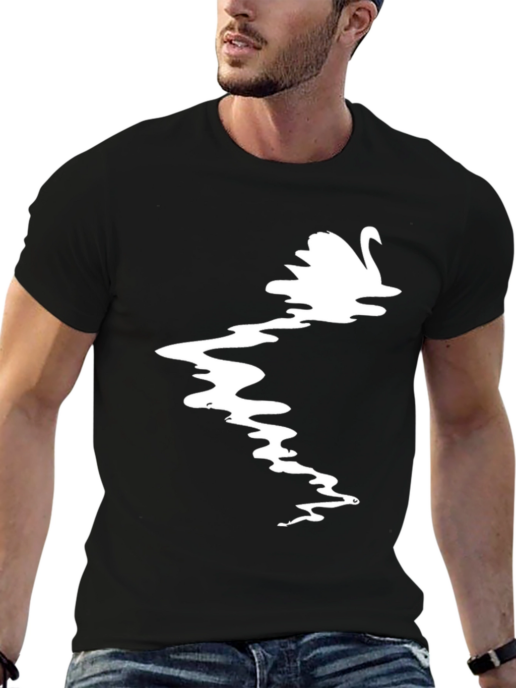 Swan Graphic Black T-Shirt