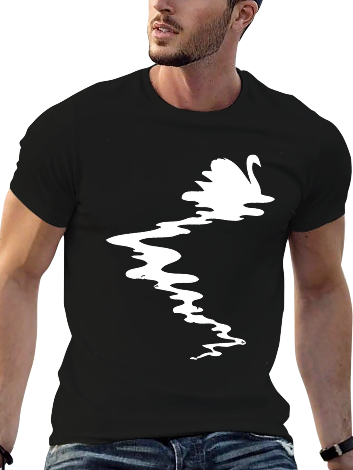 Swan Graphic Black T-Shirt