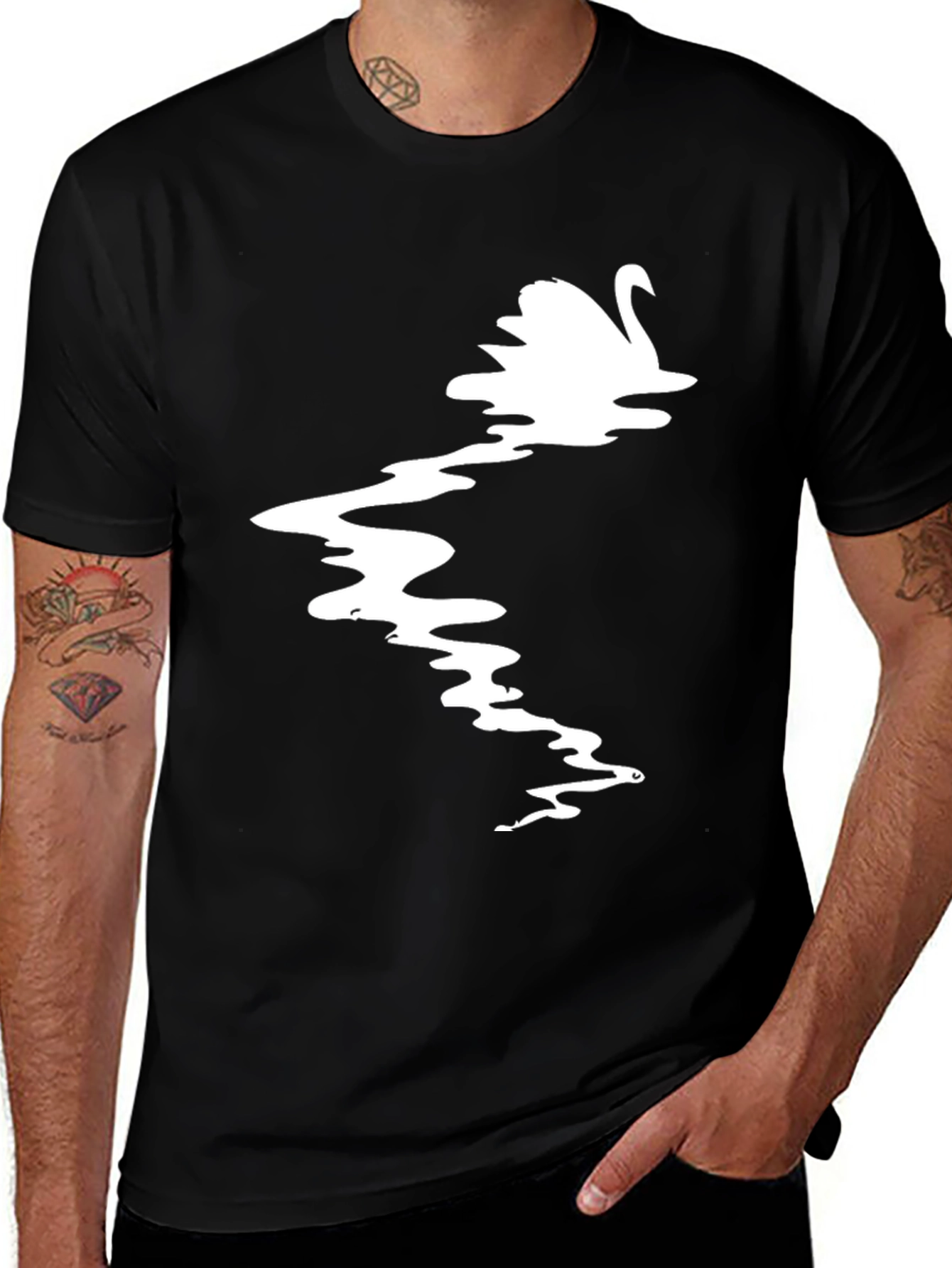 Swan Graphic Black T-Shirt