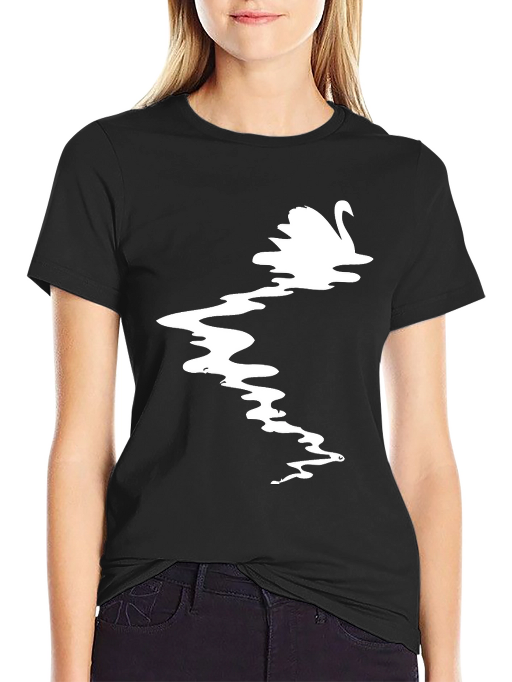 Swan Graphic Black T-Shirt