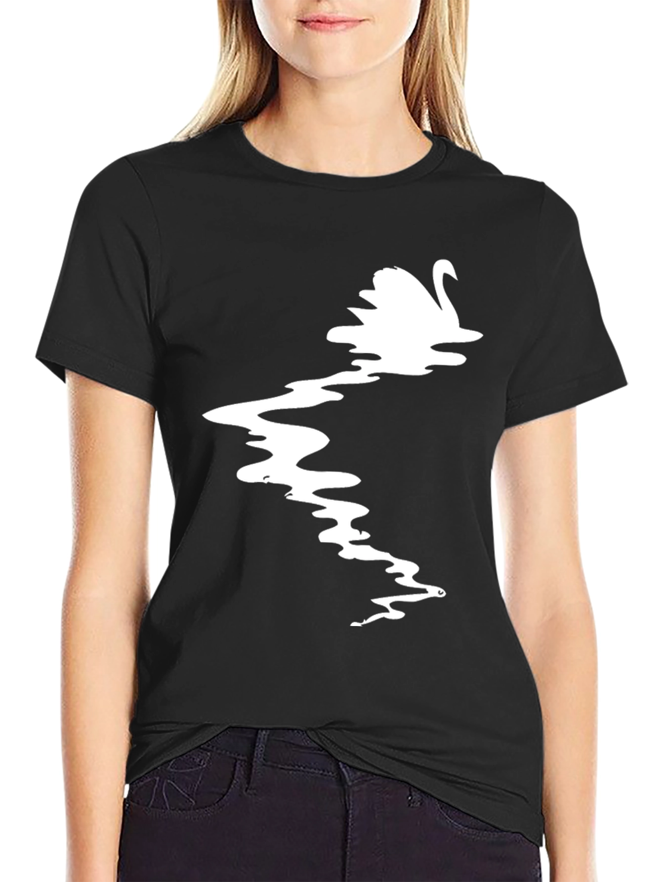 Swan Graphic Black T-Shirt