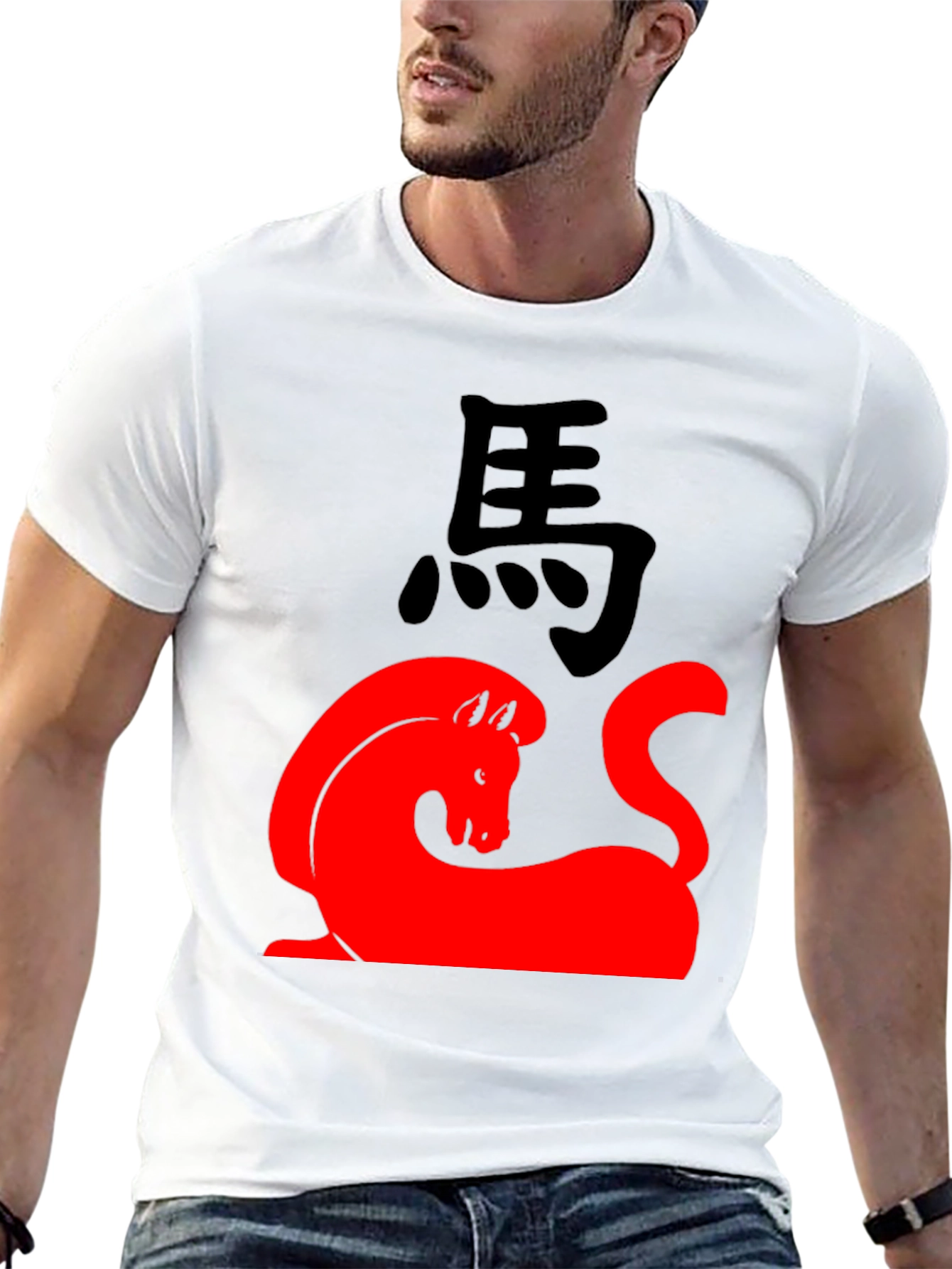Red Horse Graphic Black T-Shirt